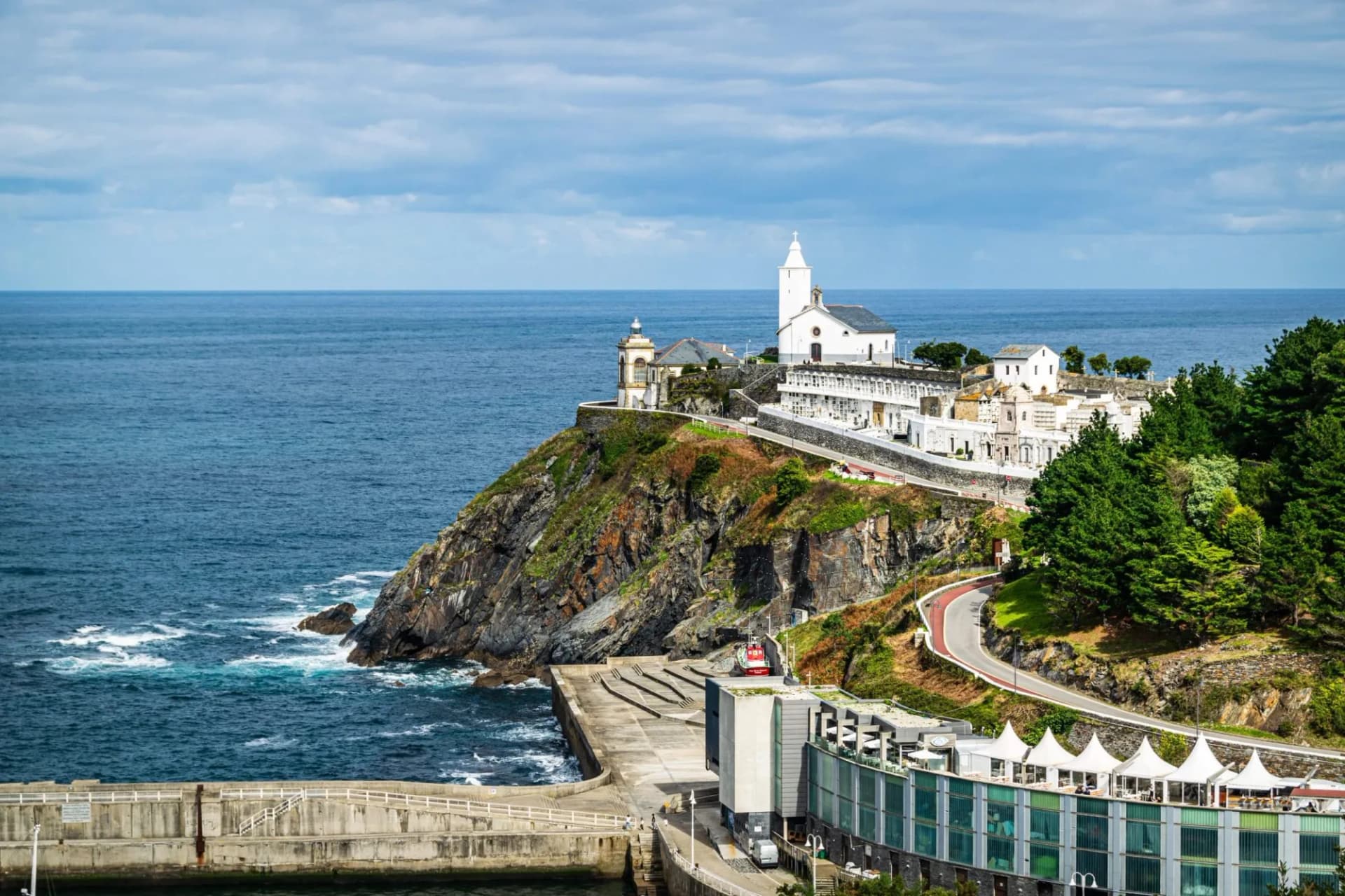 Chapel with cementery landmark in Luarca, Asturias, Spain.