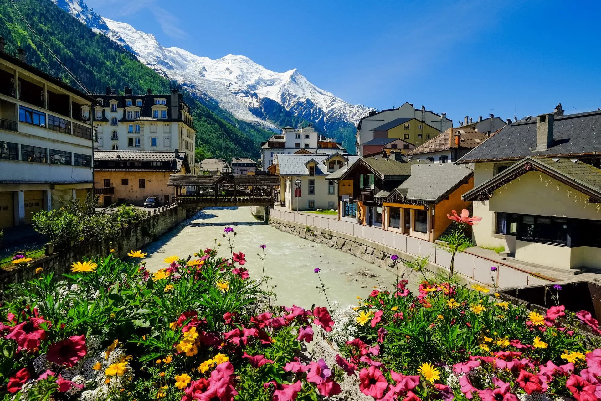 chamonix downtown in summer