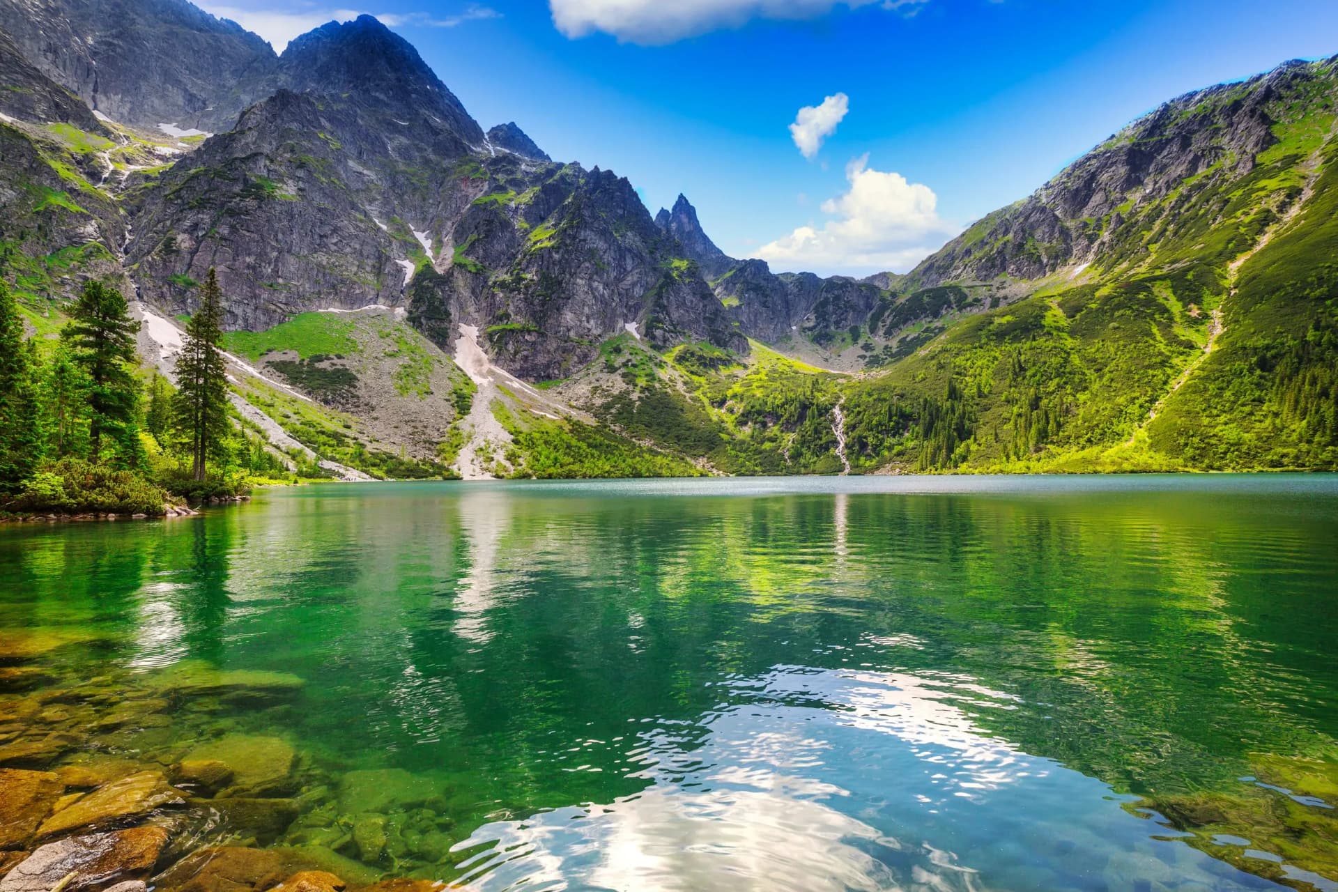 Beautiful Eye of the Sea lake in Tatra mountains, Poland