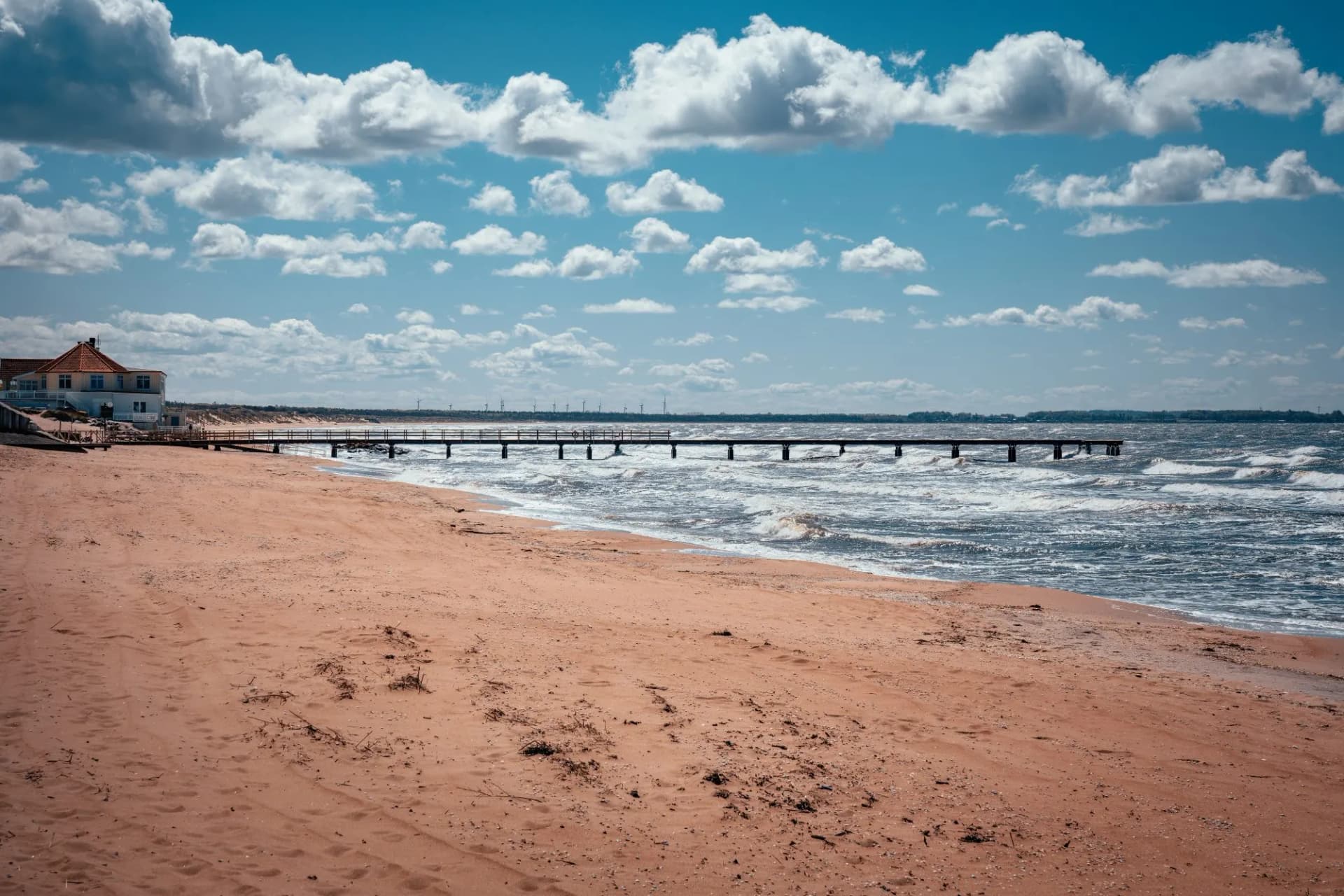 Beautiful golden sand beach in Angelholm, Sweden. Popular tourist destination in summer season.