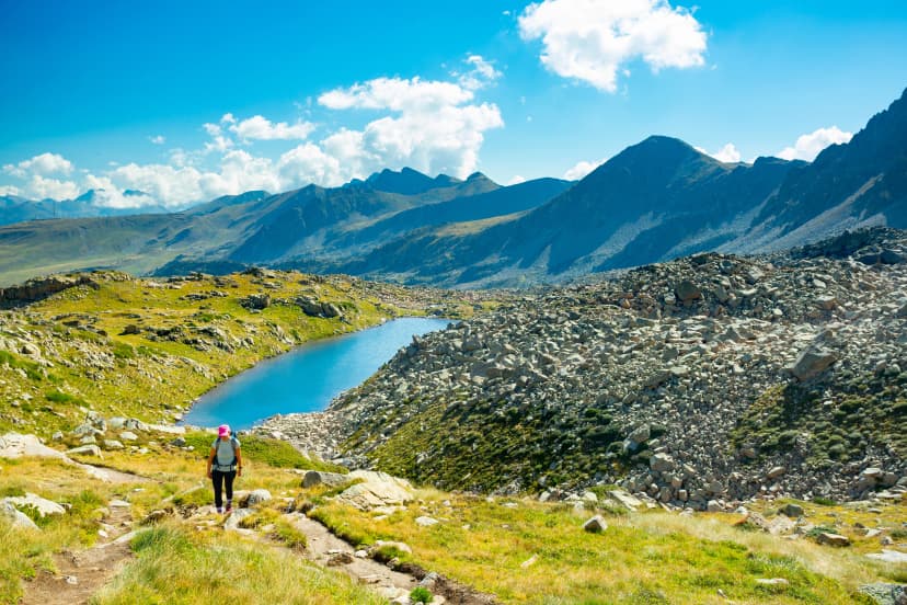 Pyrenees Pessons peak and lakes in Andorra