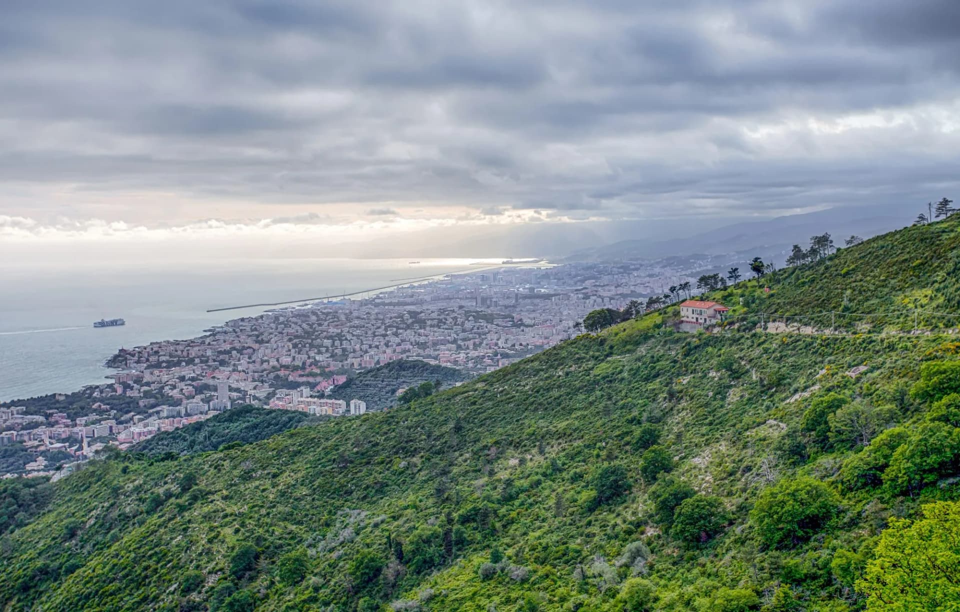 View of the city of Genoa on the heights / Genoa, Liguria; Italy, Europe