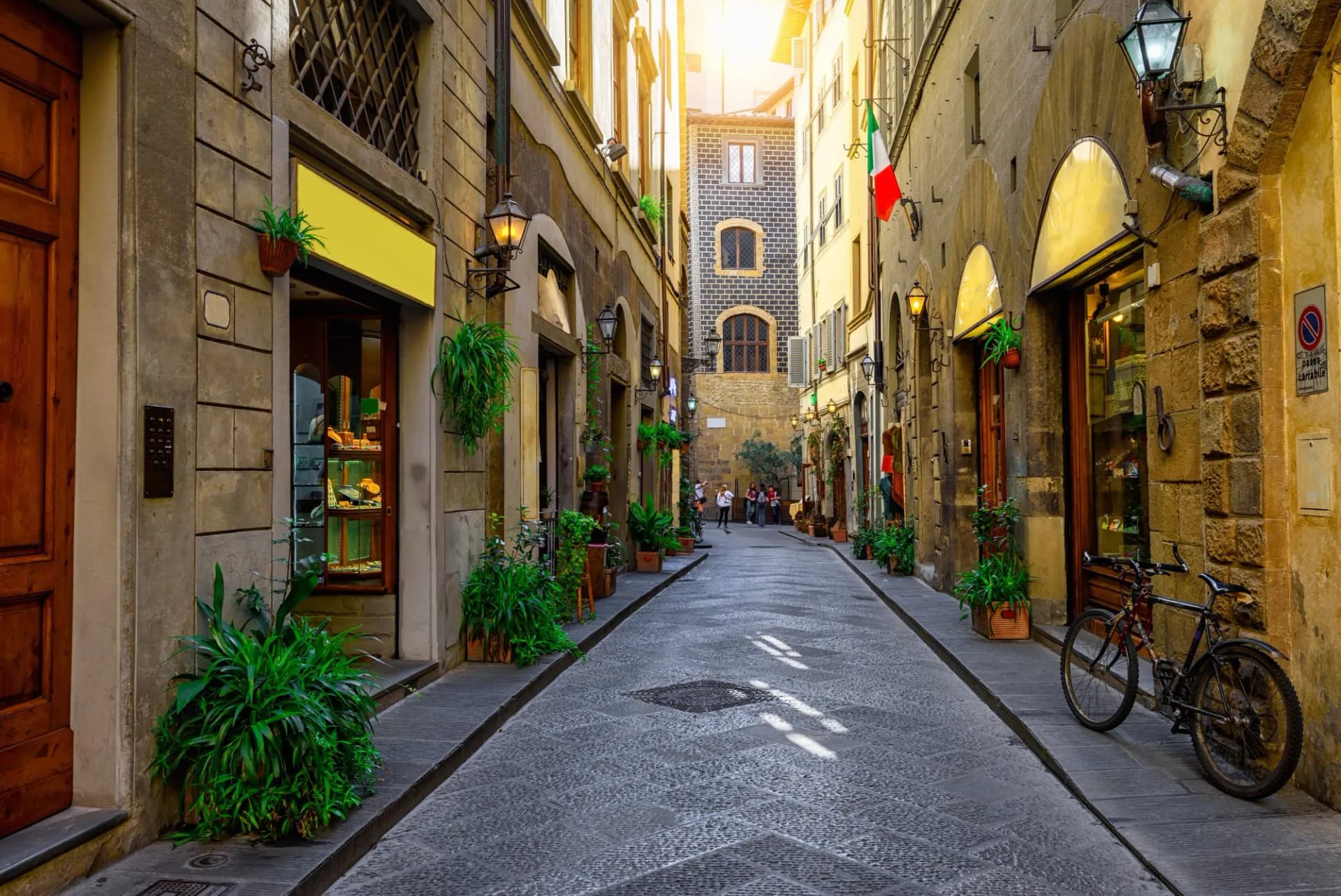 Narrow cozy street in Florence, Tuscany. Italy