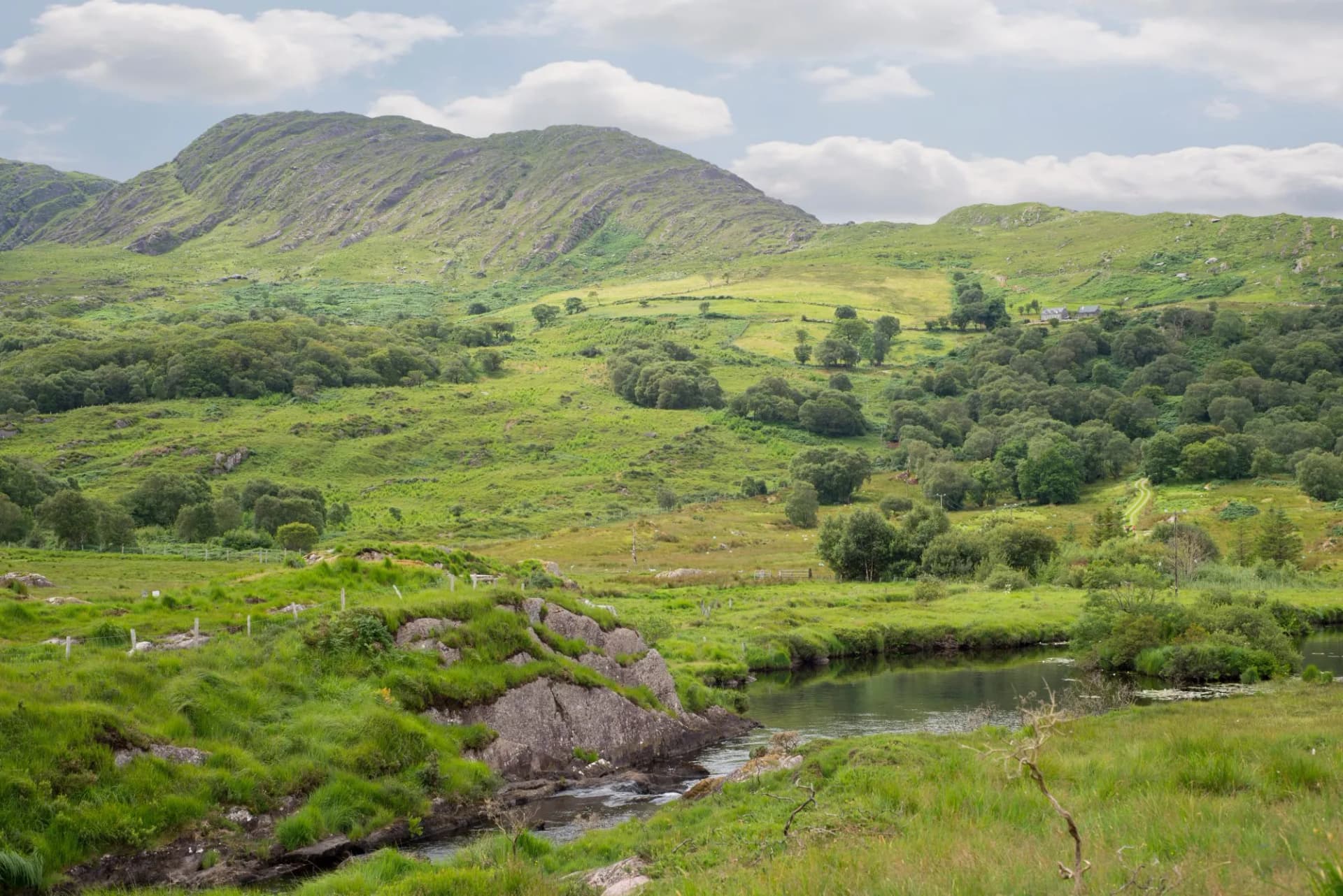 river and lake on the kerry way in irelands wild atlantic way