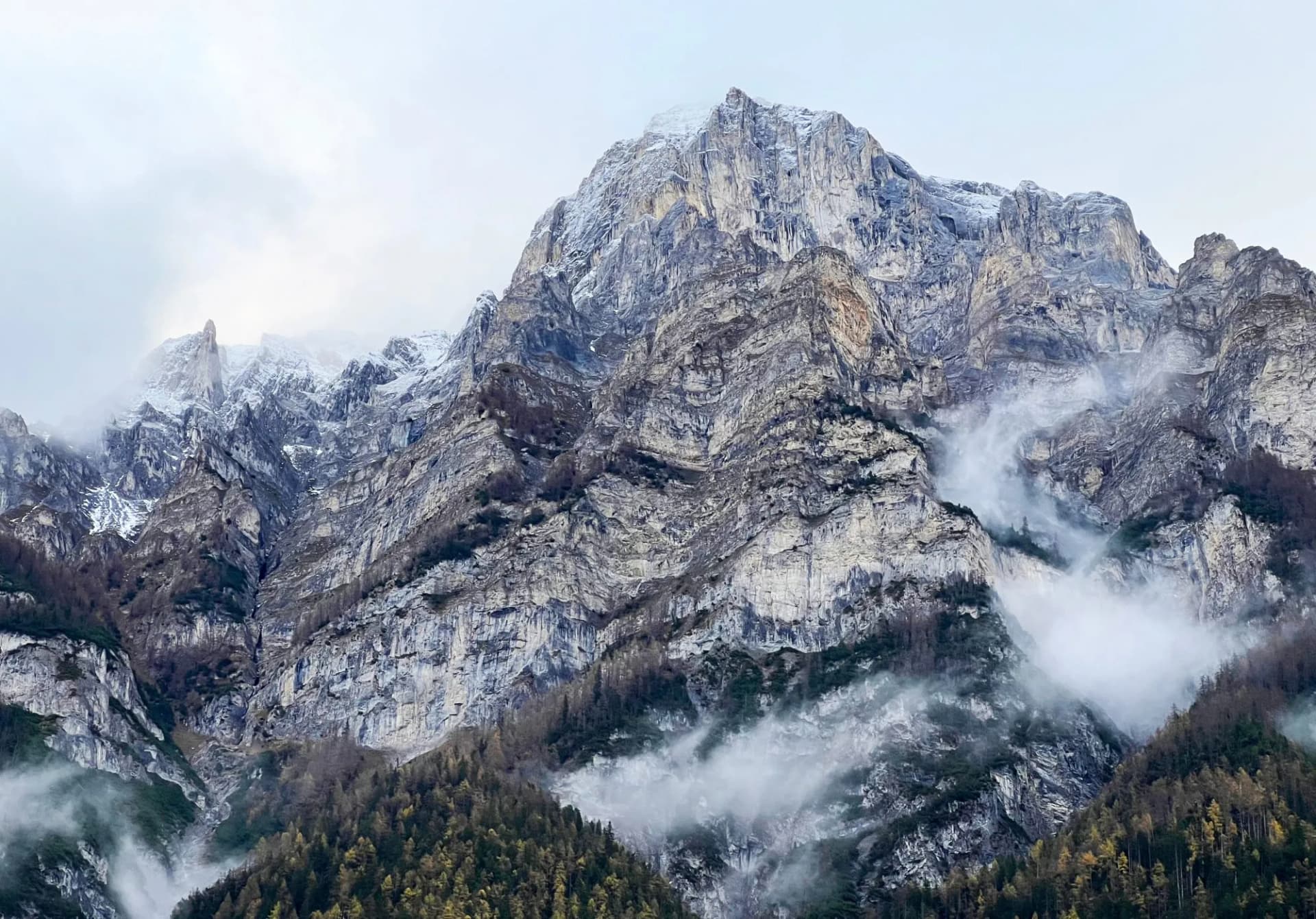 Rocky alpine peak Haldensteiner Calanda (2805 m) in the Calanda mountain massif between the Taminatal and Rheintal river valleys, Vättis - Canton of St. Gallen, Switzerland (Kanton St. Gallen, Schweiz