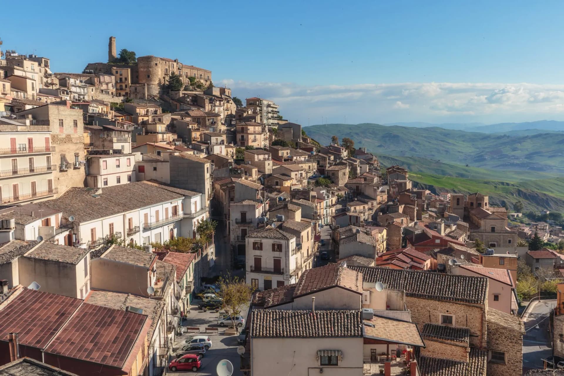 Town of Cammarata in Central Sicily in Spring 2017