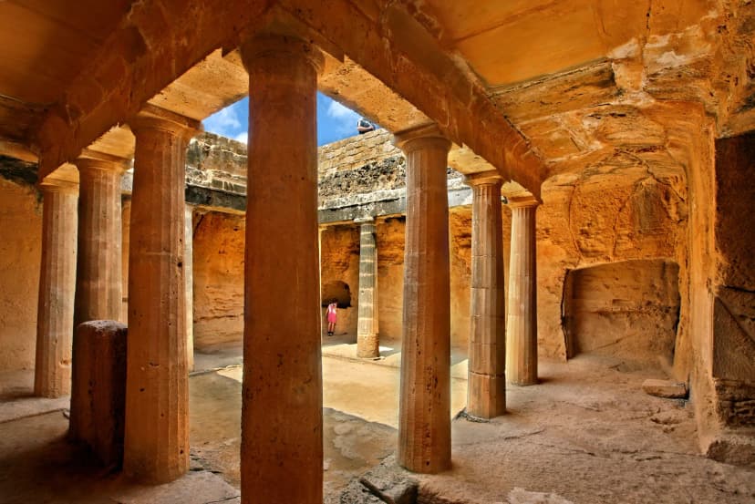 Tombs of the Kings archaeological site at Kato Paphos town, Cyprus island.