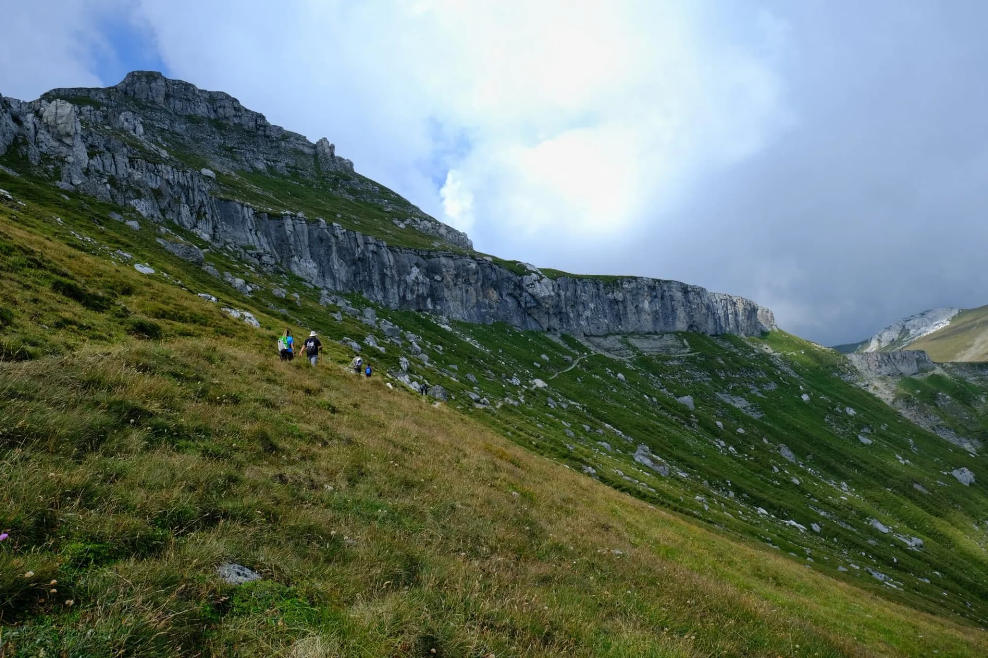 On the way to Omu Peak, hiking from Babele to Omu Chalet Route, Bucegi Plateau , Carpathians Mountains, Prahova , Romania