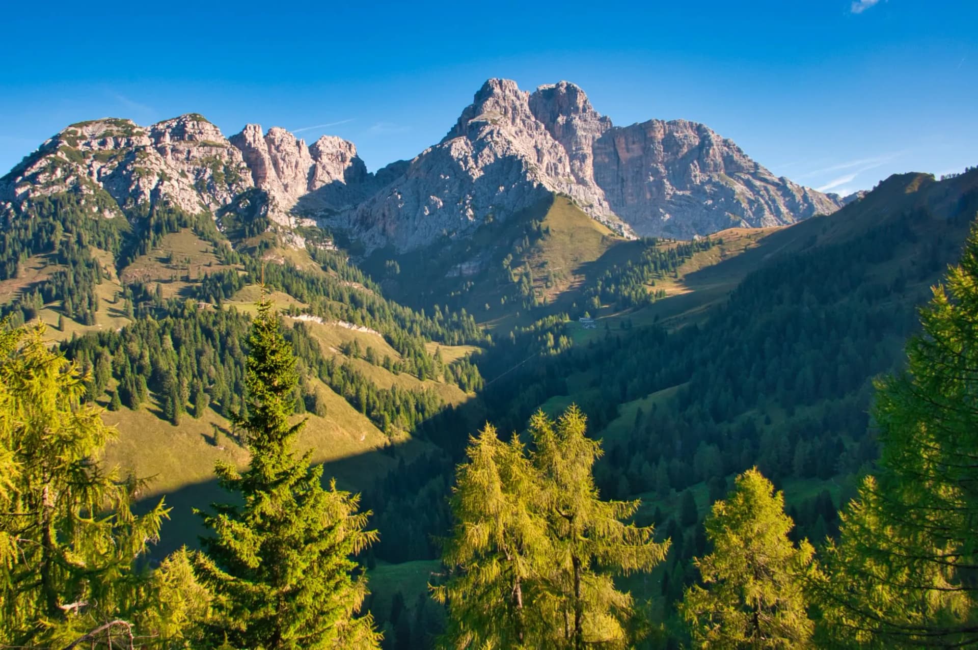 Views back to Rifugio Boz, Alta Via 2, Dolomites, Italy