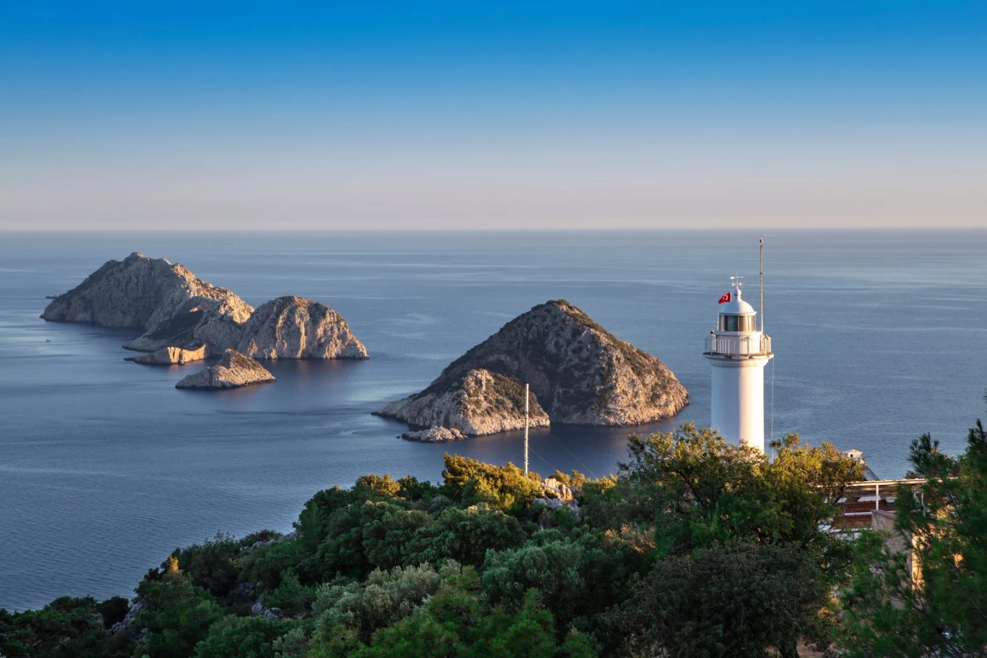 Gelidonya Lighthouse and Islands on Lycian Way in Antalya, Turkey.