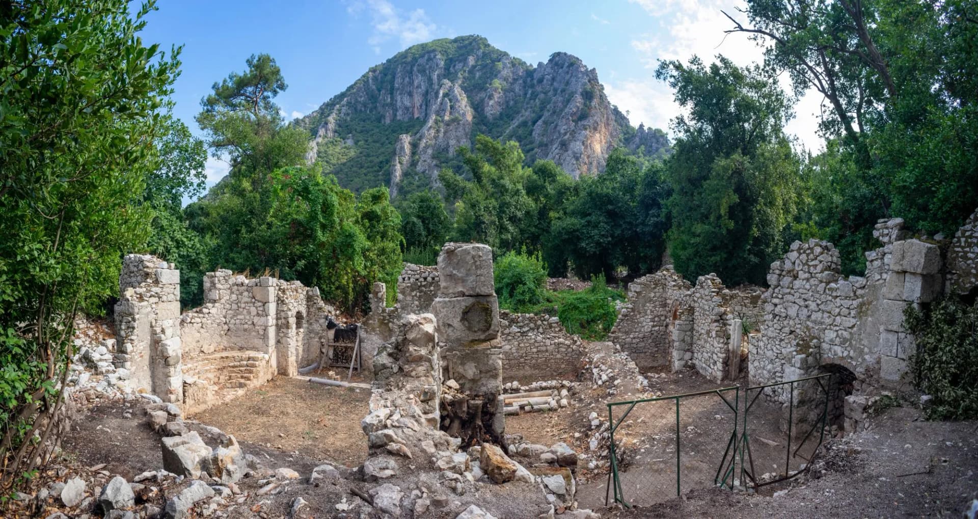 Olympos antique city ruins. Archeological excavation zone. Kemer, Antalya, Turkey.