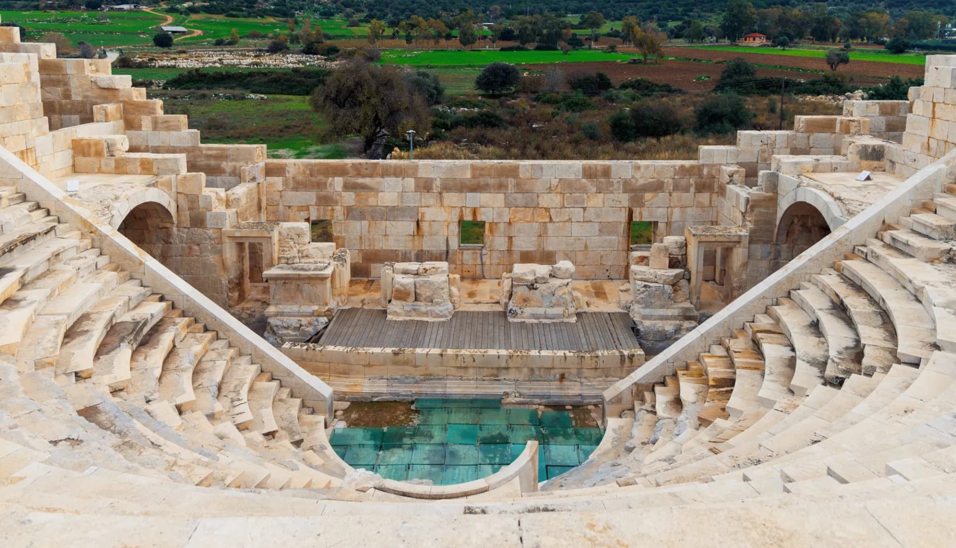 Amphitheatre ruin in Patara, travel in Turkey