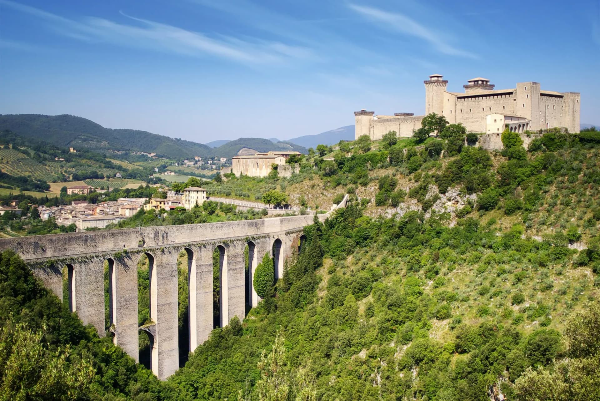 Aqueduct in Spoleto, Ponte delle Torri  Umbria, Italy
