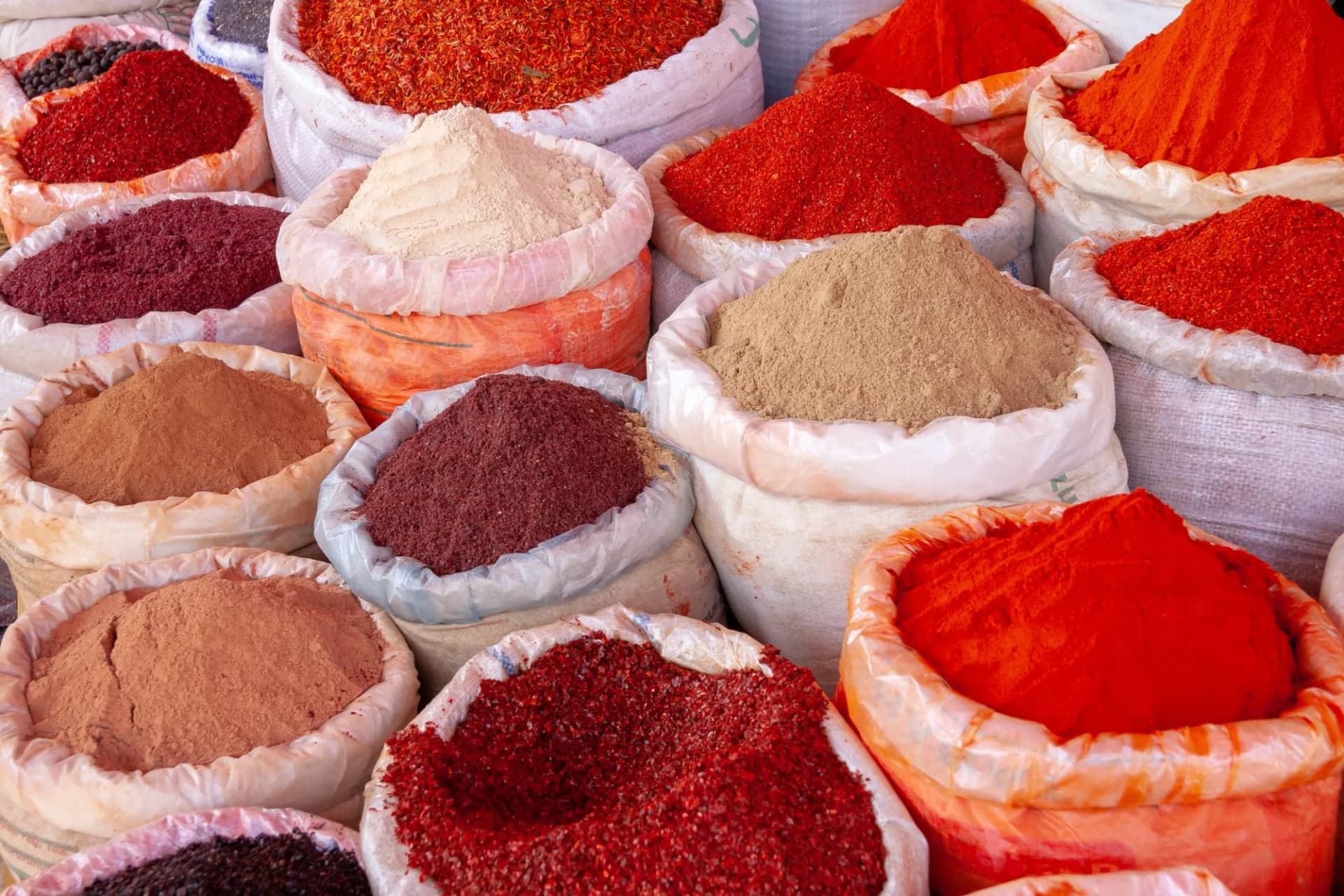 condiments on the local market of Urgup, Cappadocia, Turkey