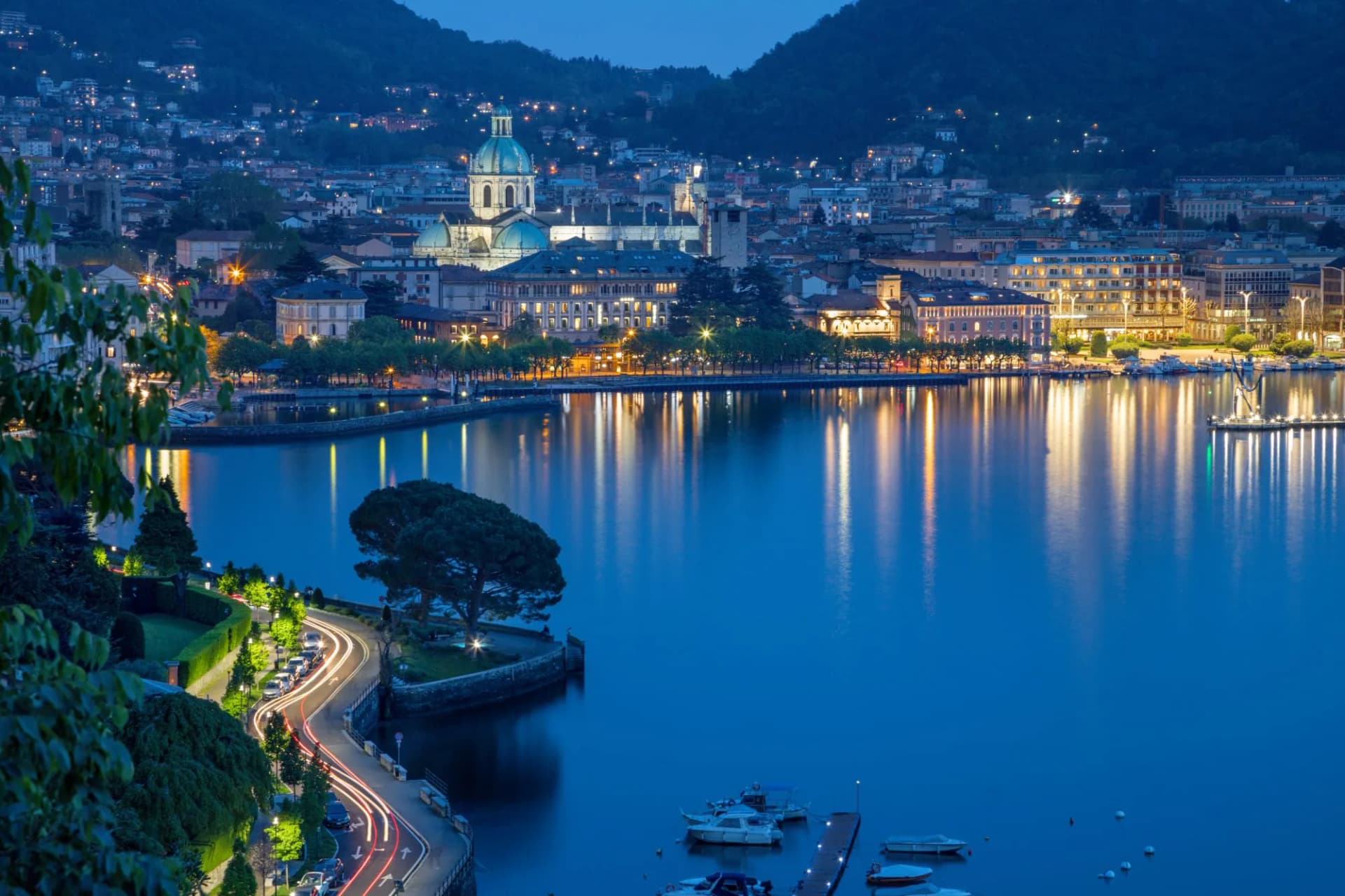 Como - The city with the Cathedral and lake Como.