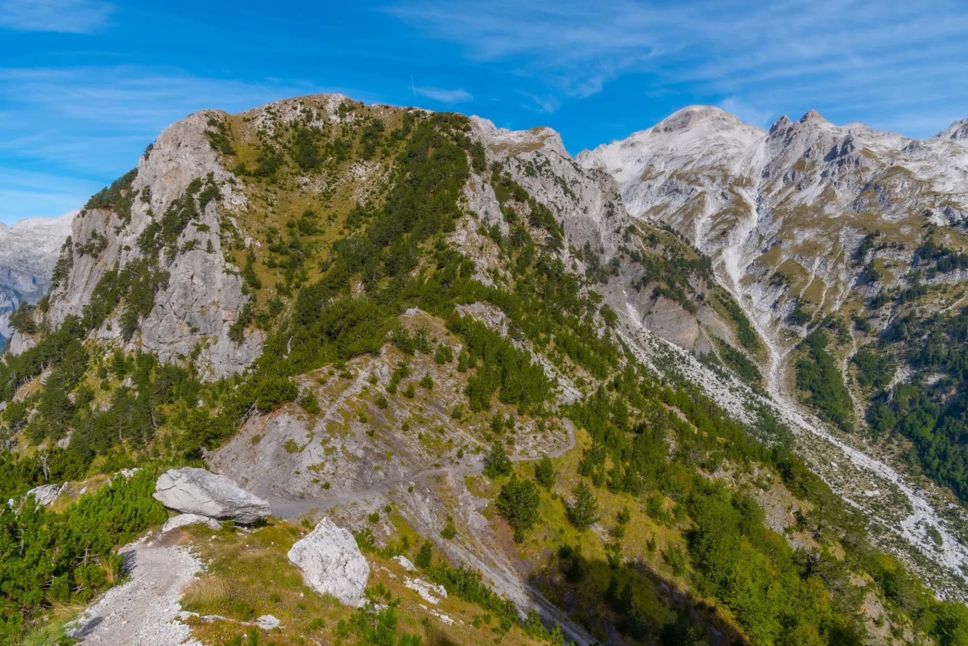 Ridge connecting Valbona and Theth valley in Albania