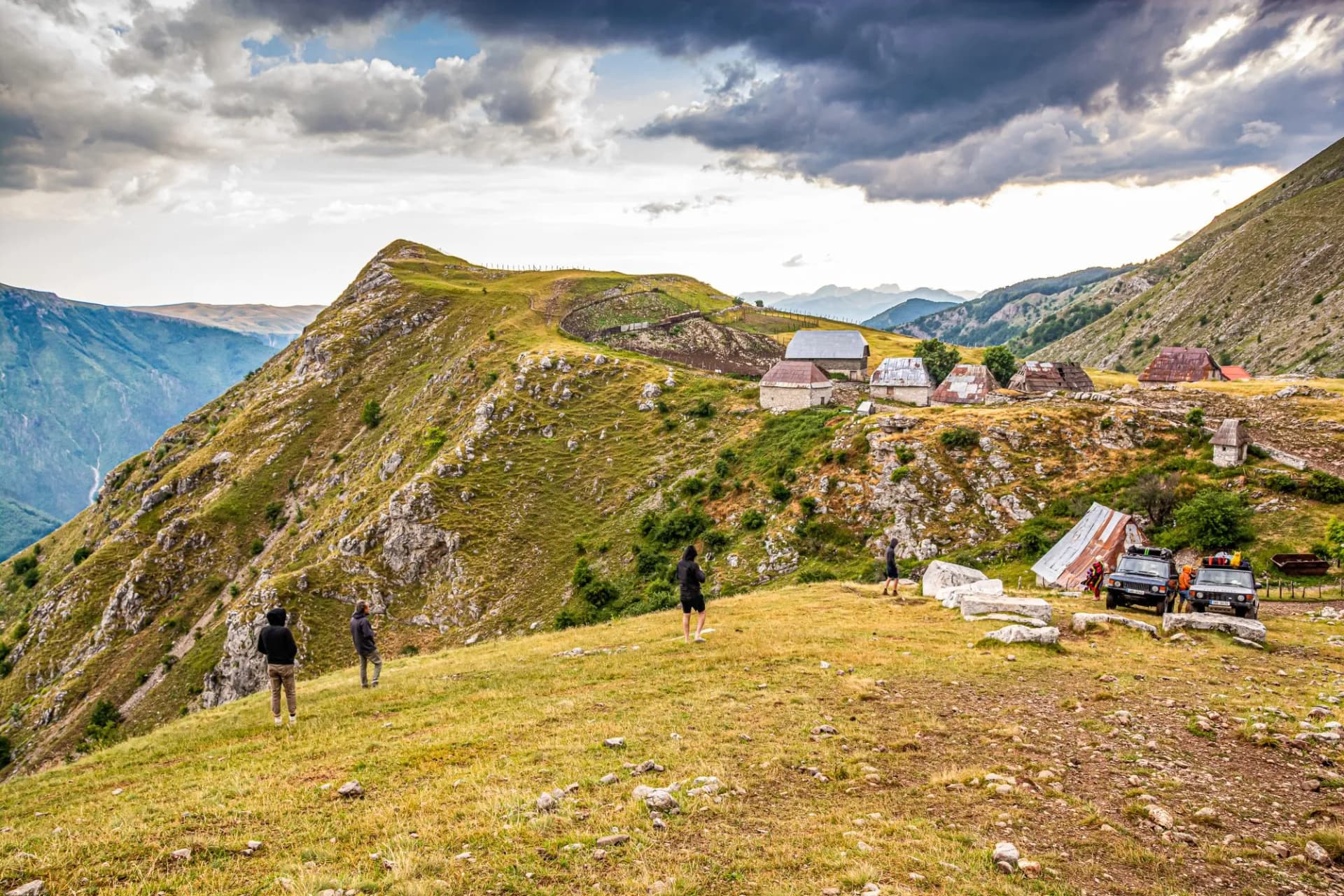 Lukomir, Bosnia and Herzegovina - July 18, 2019. Old mountain village after rain