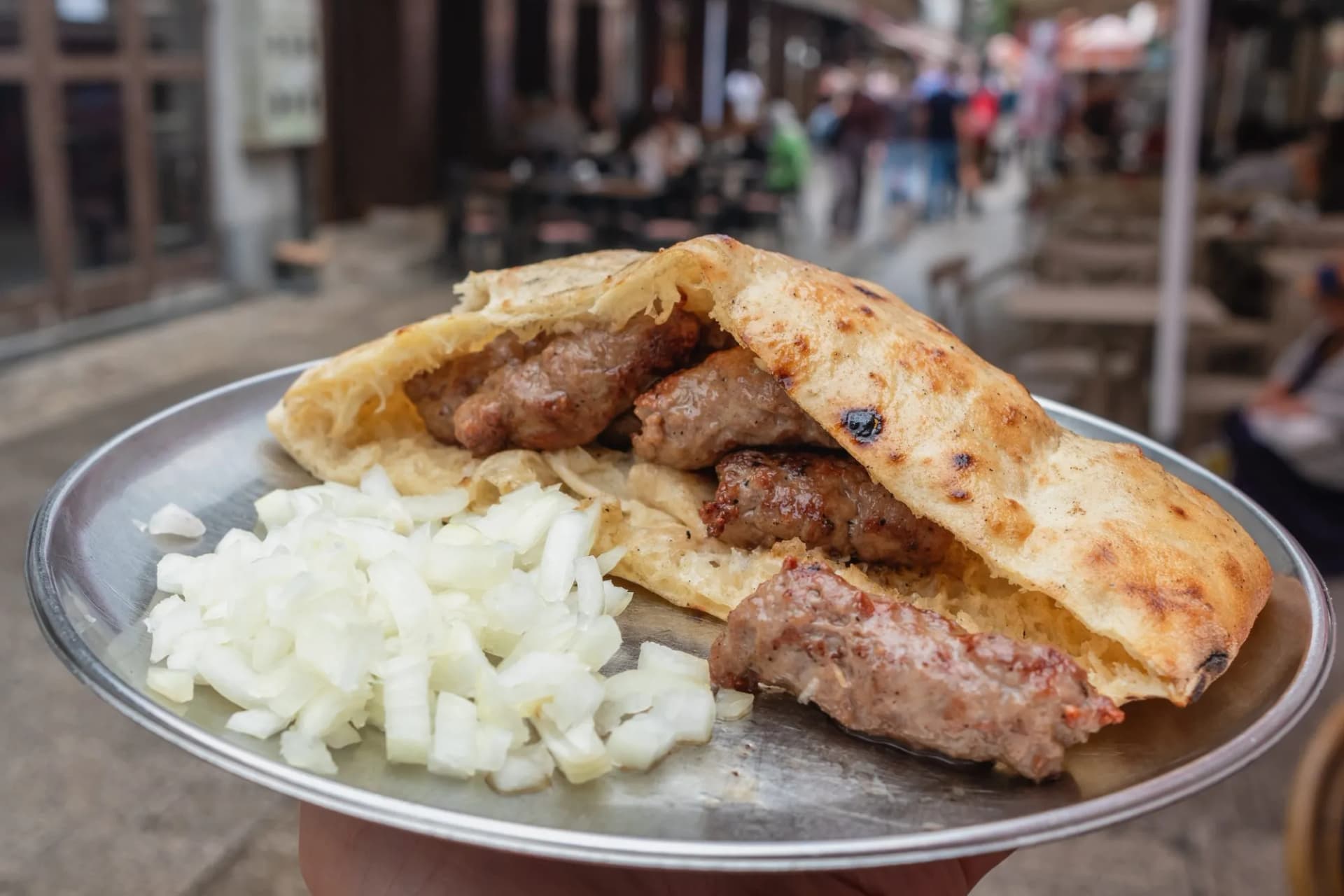 Traditional bosnian cevapi in Sarajevo, Bosnia and Herzegovina.