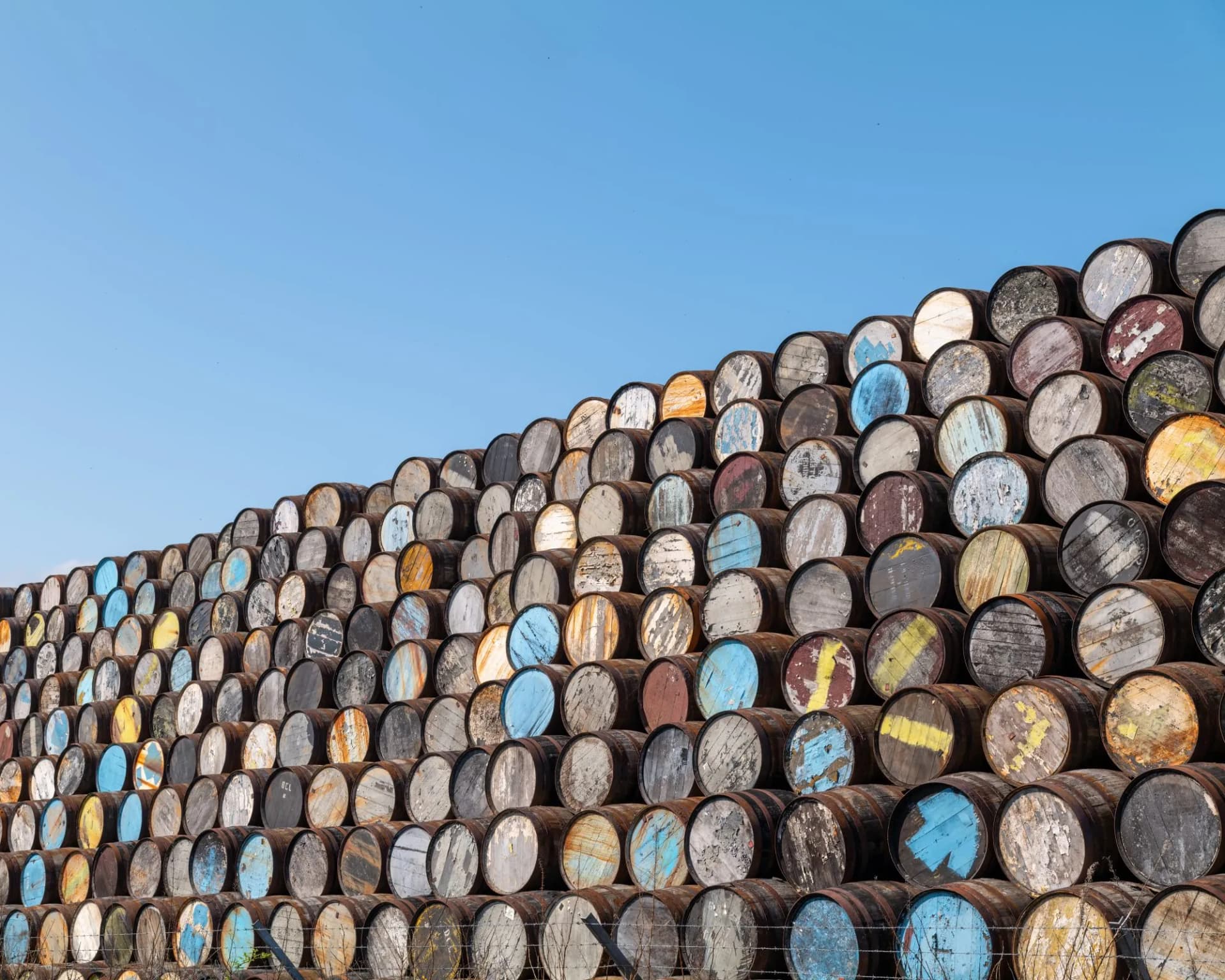 Stacks of barrels ready for whisky magic