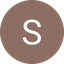 White letter S on brown circular background