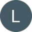 White letter L on dark grey circular background