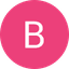 White letter B on a pink circular background