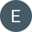 White letter E in a dark gray circle