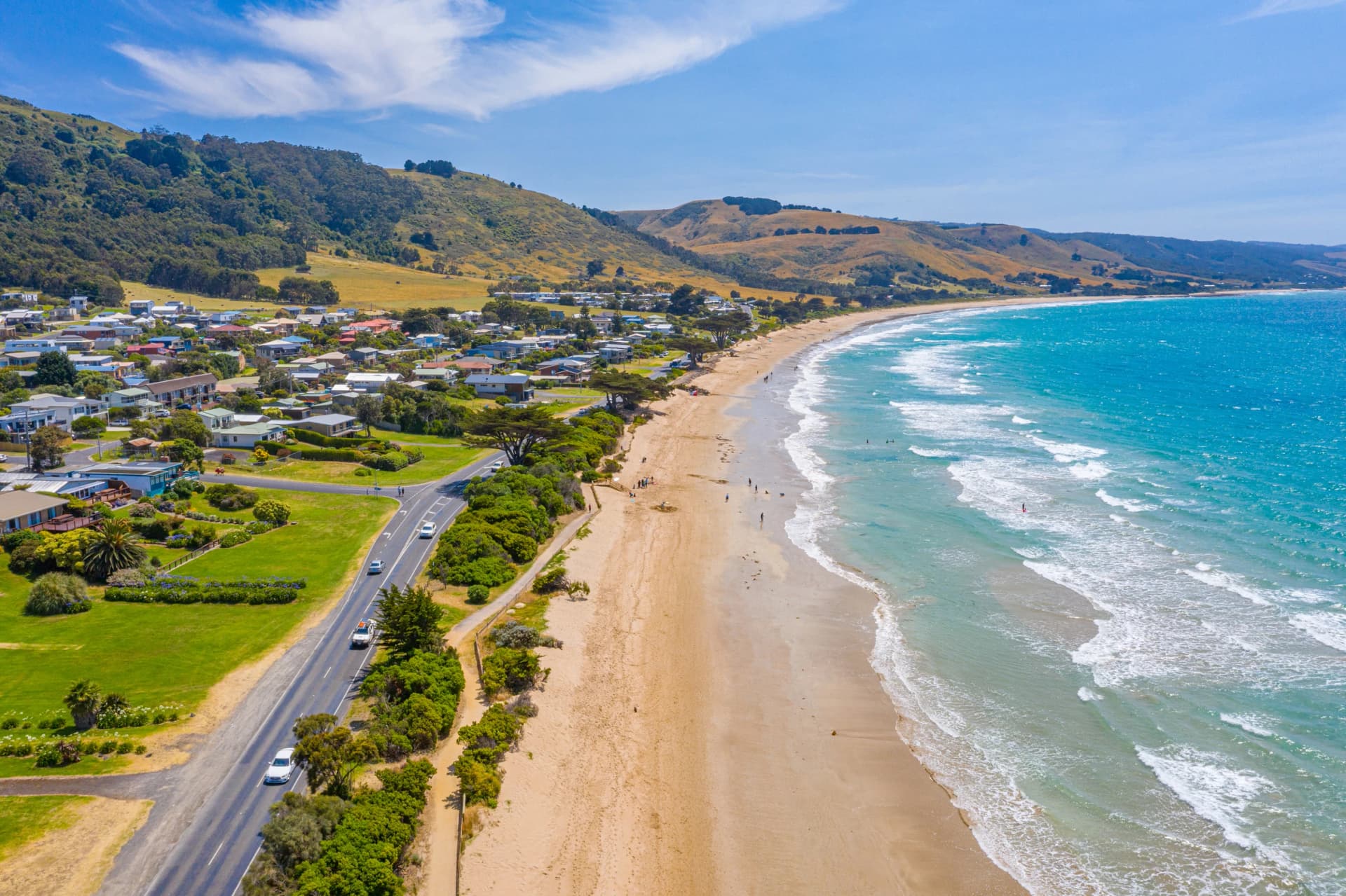 Apollo Bay beach from above