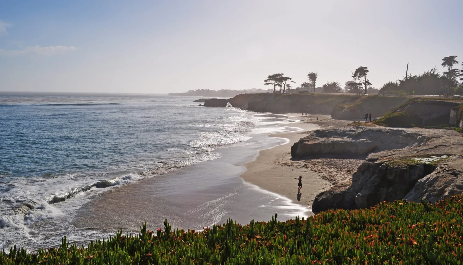 Santa Cruz, California: la scogliera, la spiaggia e la costa di Santa Cruz il 15 giugno 2010. Santa Cruz è famosa per la bellezza della sua costa e per essere il paradiso dei surfisti