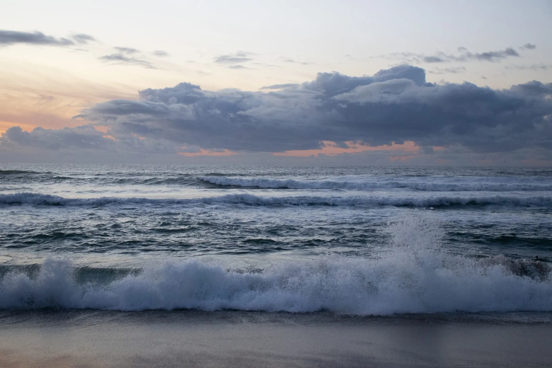Sunset waves at Marina State Beach in Monterey County California