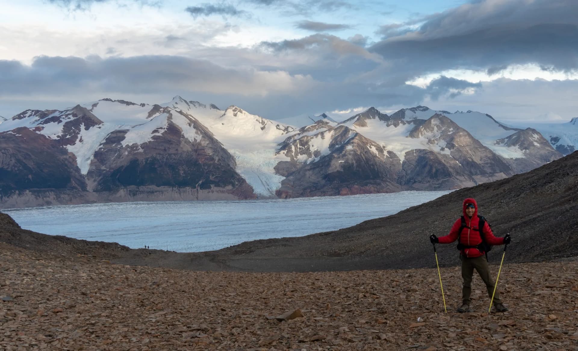 Hiking atop the john gardner pass and overlooking the South Patagonia Icefield