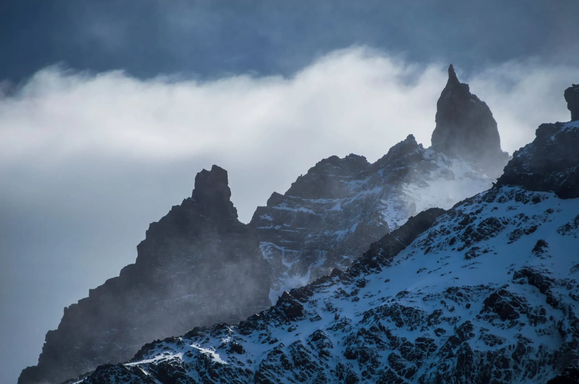 Dramatic mountain landscape, Torres del Paine National Park, Patagonia, Chile, South America