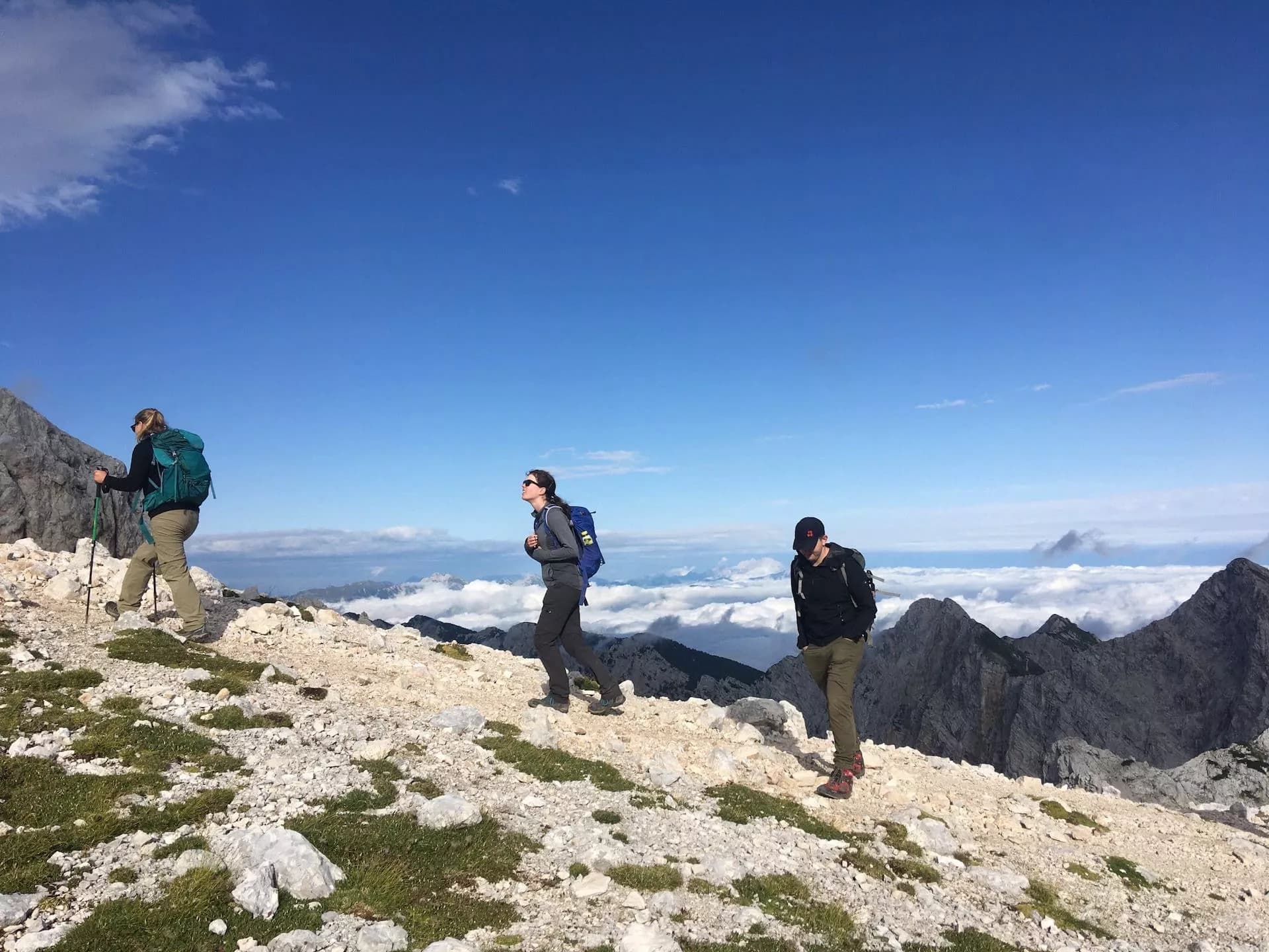 Hiking below Planika hut