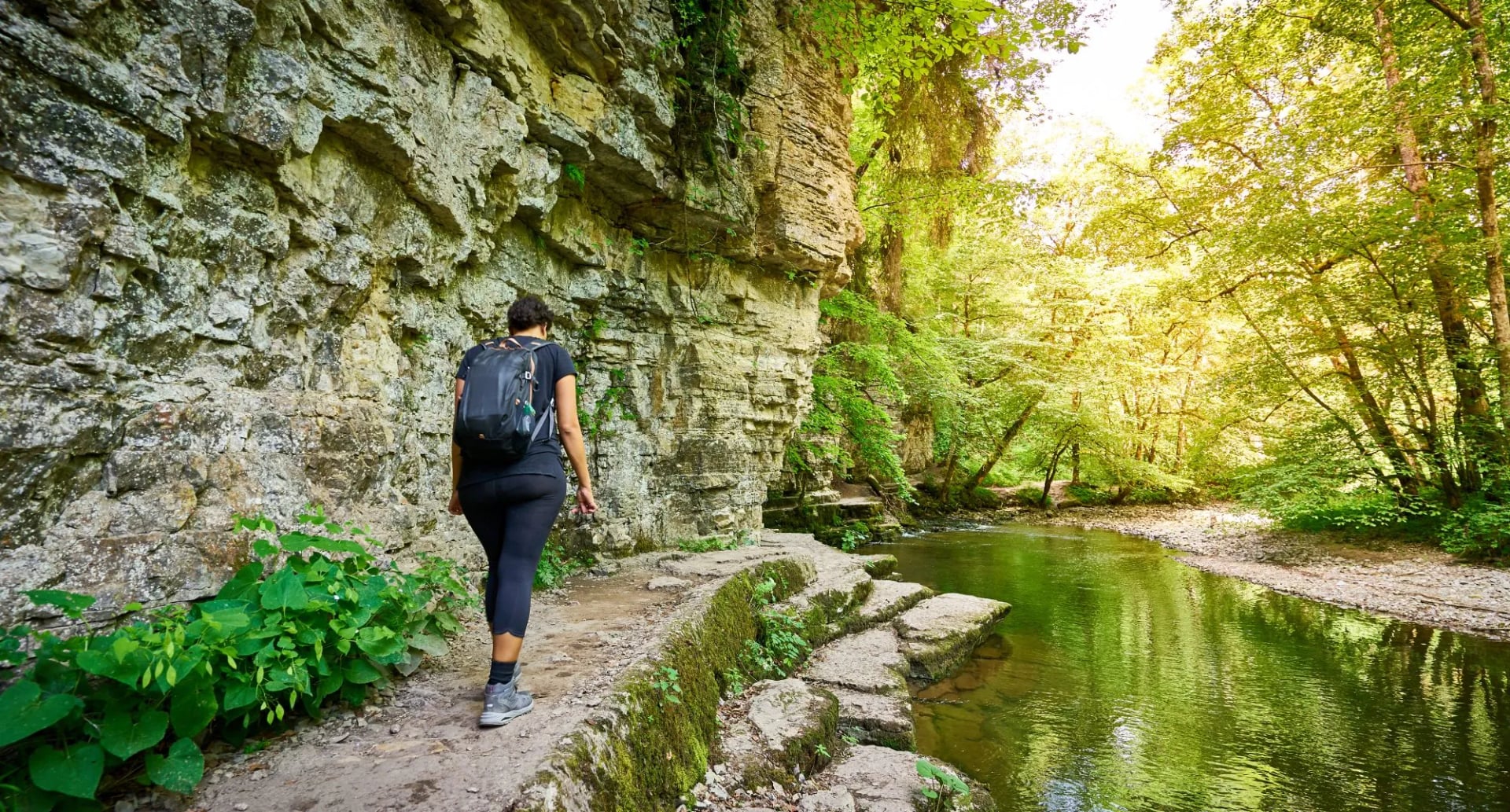 Hiking in the Canyon "Wutachschlucht" in the Black Forest in Germany