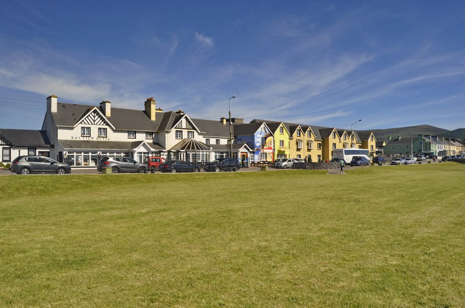 The seafront row of houses and hotels at Waterville in County Kerry