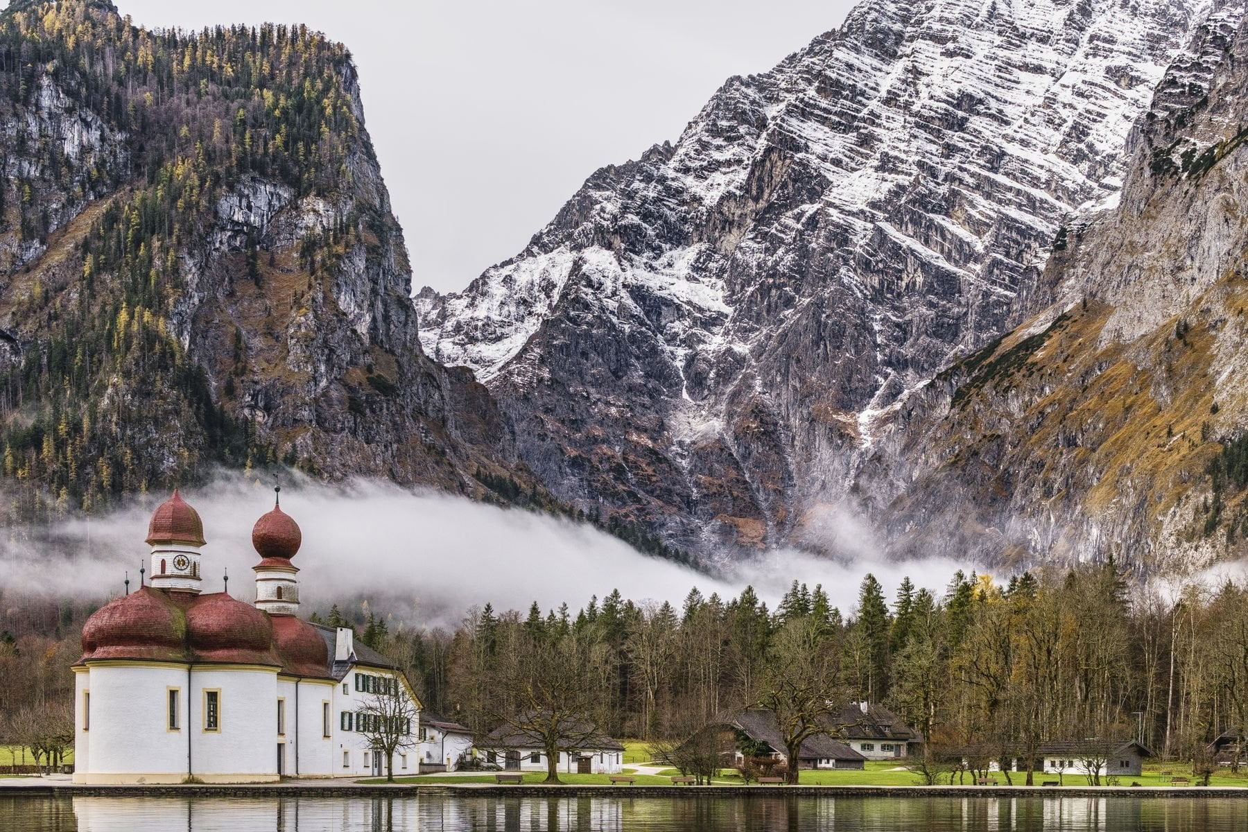 St Bartholomä church on the Königssee below the Watzmann