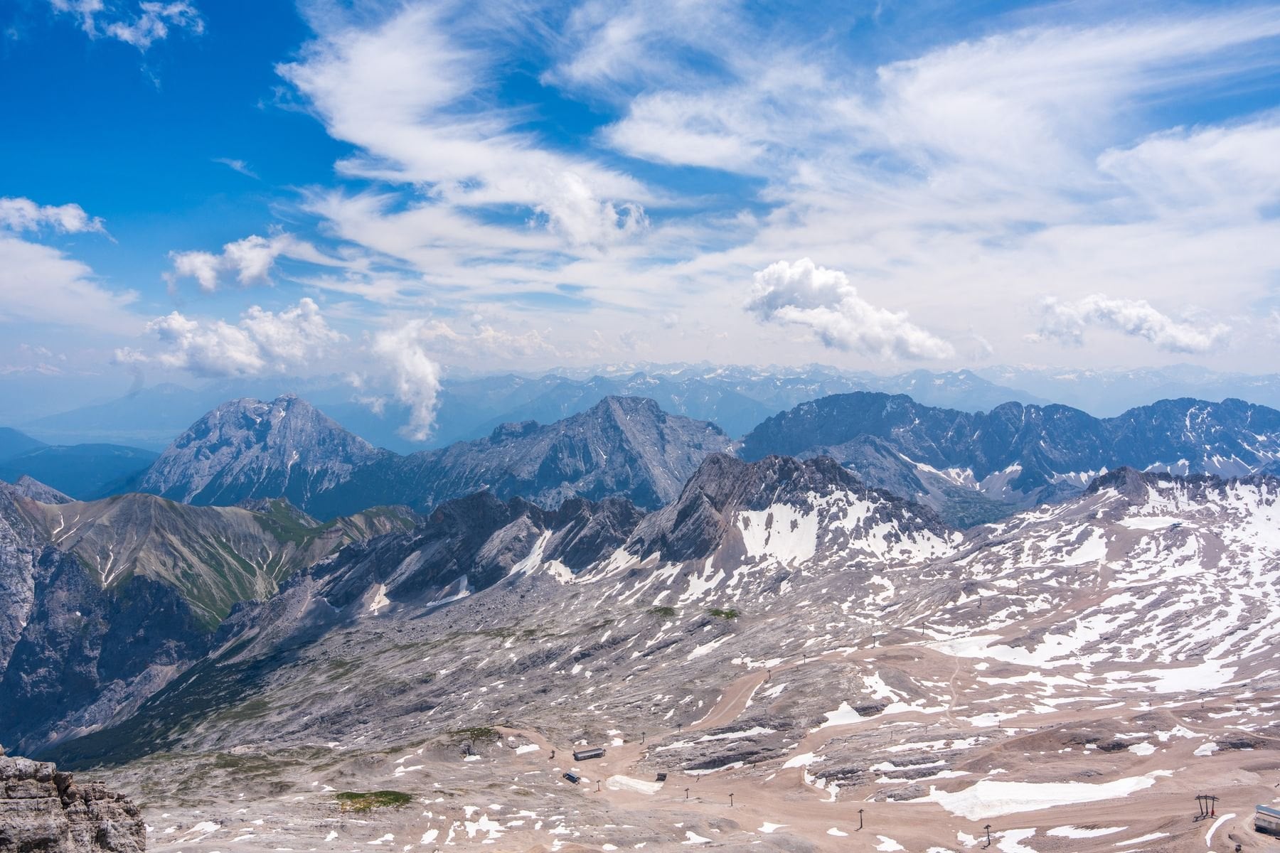 Bare rocky high ground with patches of snow in the Bavarian Alps