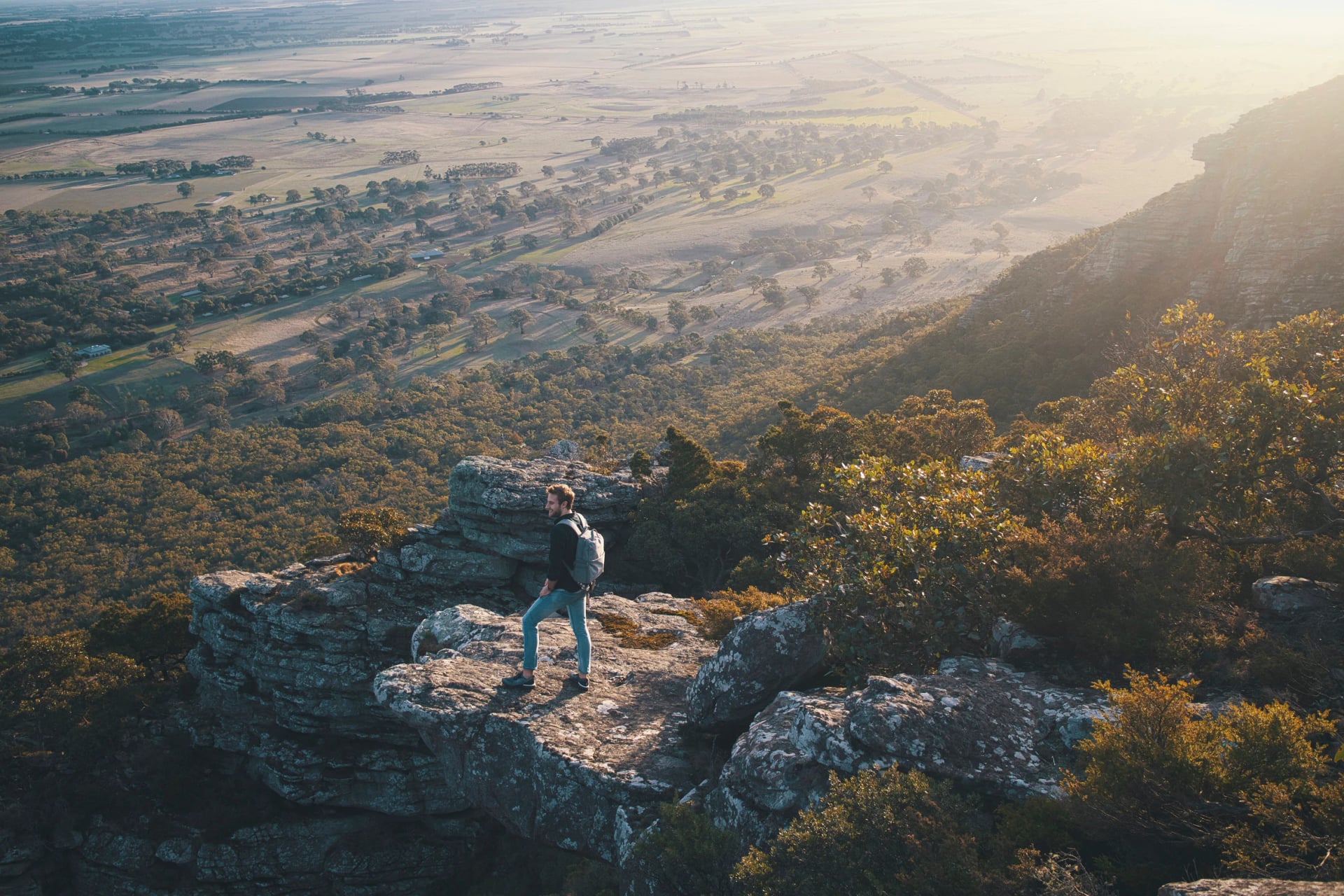 Walker on a Grampians cliff top