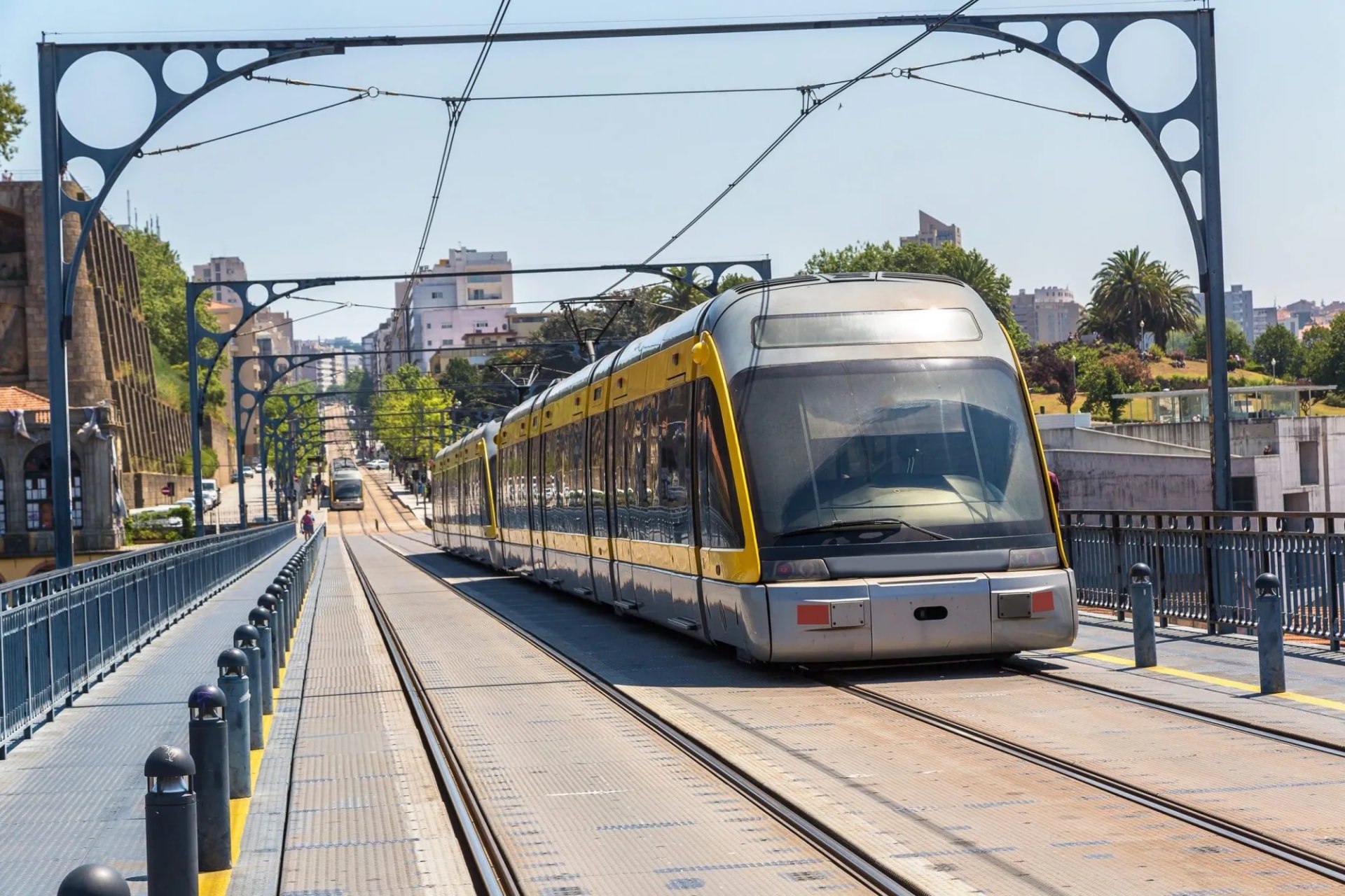 Modern metro train  in Porto