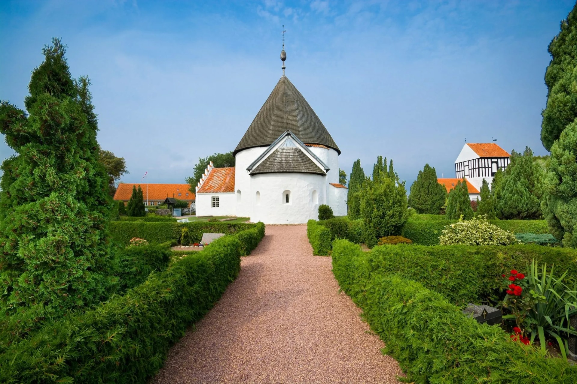 Defensive round church in Nyker, Bornholm, Denmark