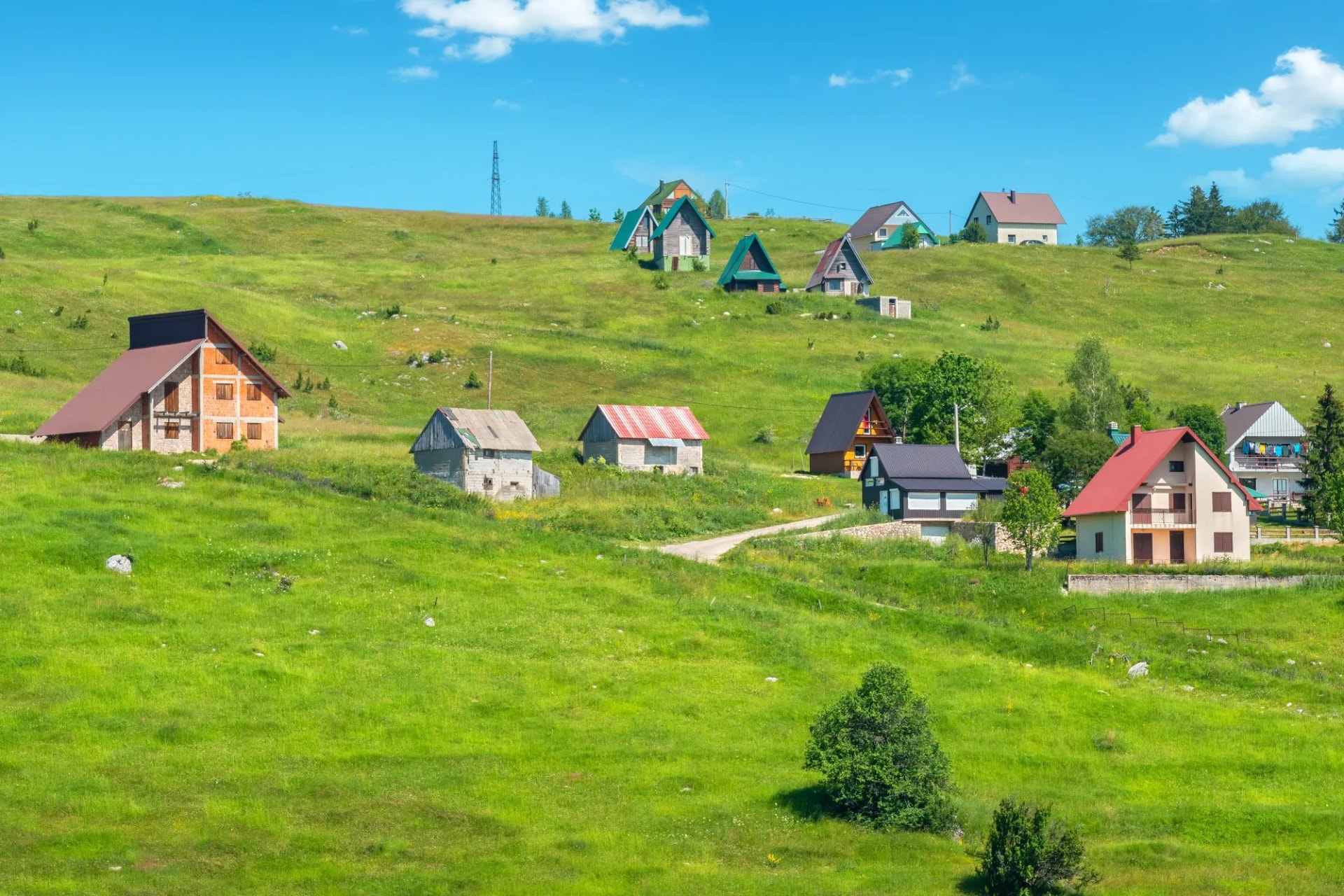 Sidehill houses in Zabljak. Durmitor, Montenegro