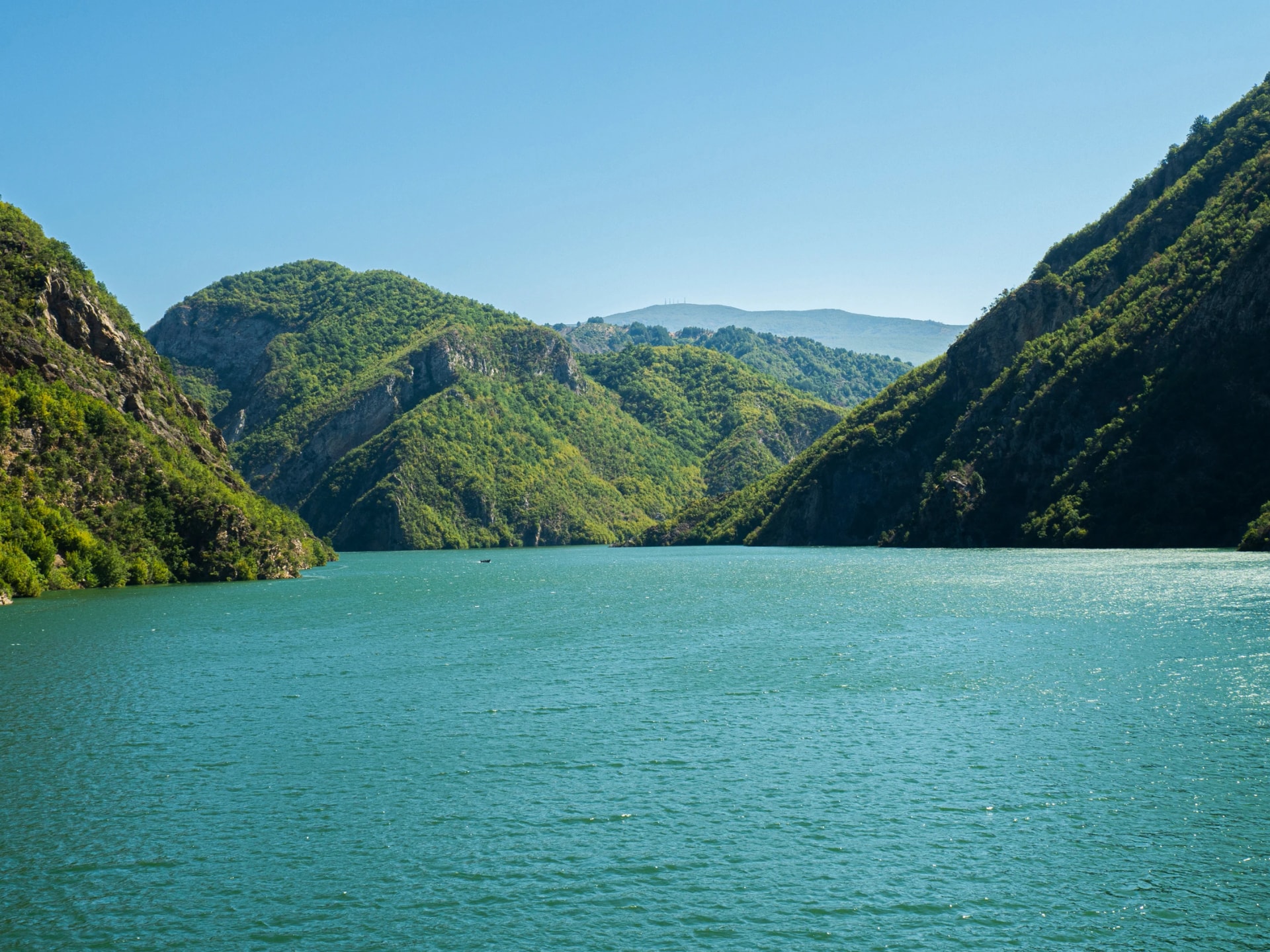 Koman lake in Albania