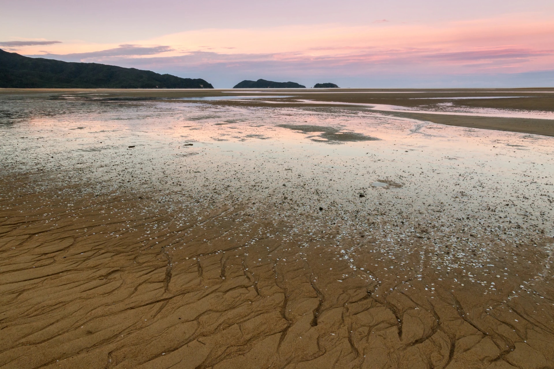 Sunset over Mārahau beach