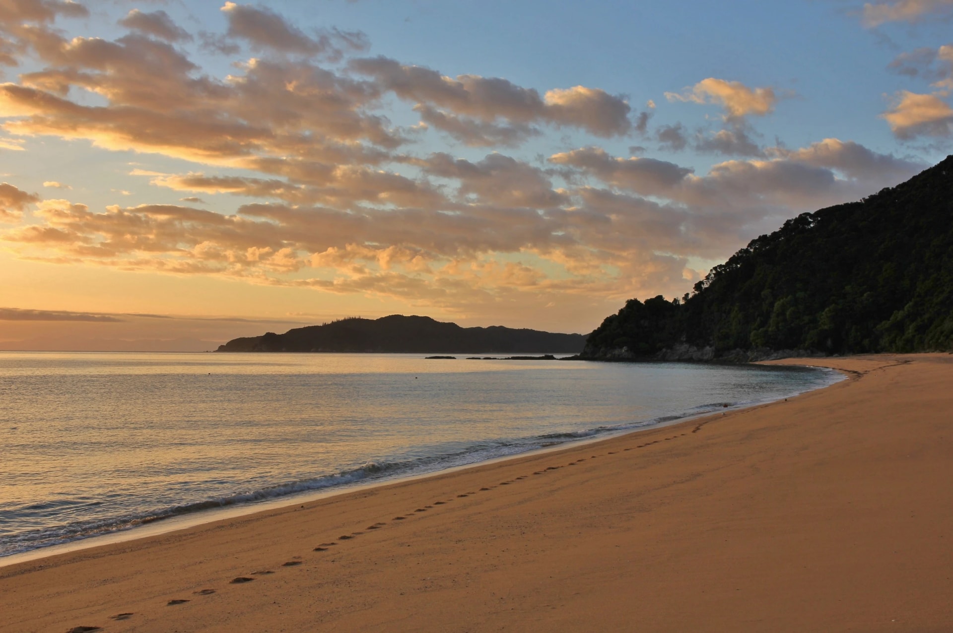 Tōtaranui beach at sunrise