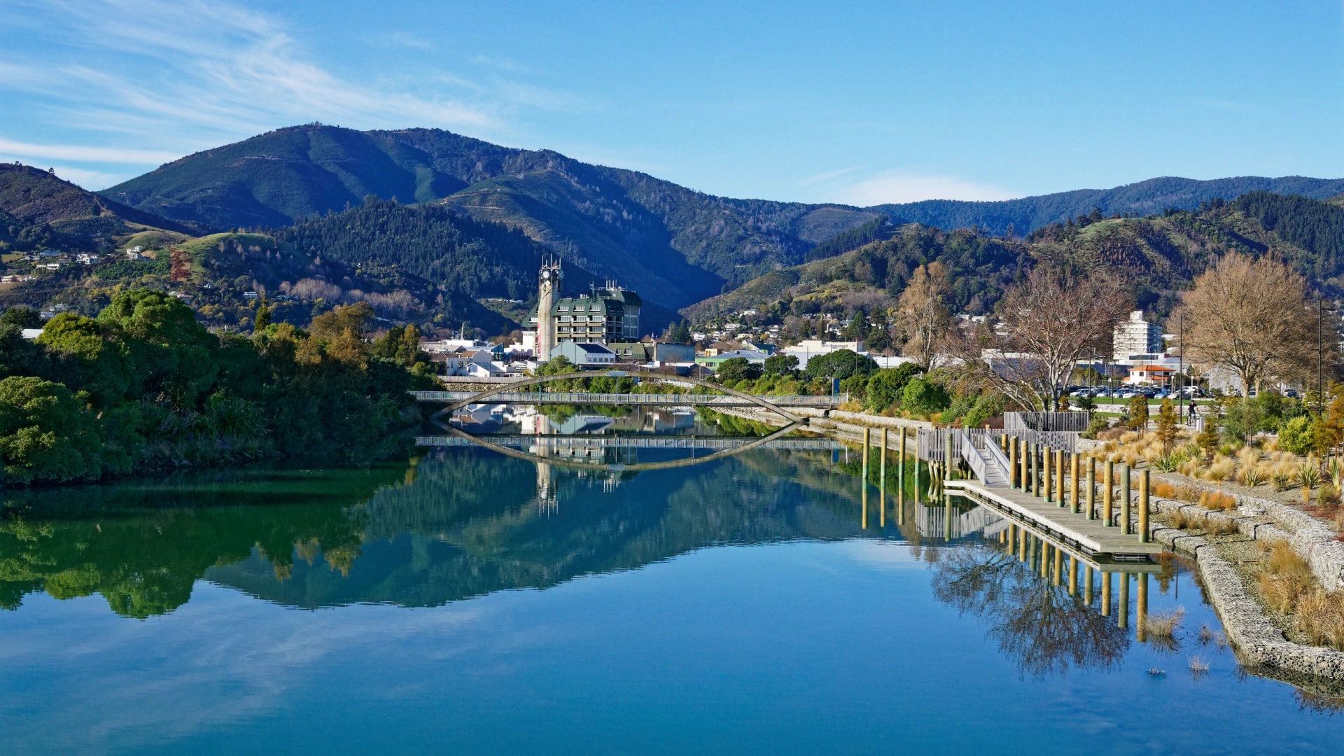 Nelson reflected in the Maitai River