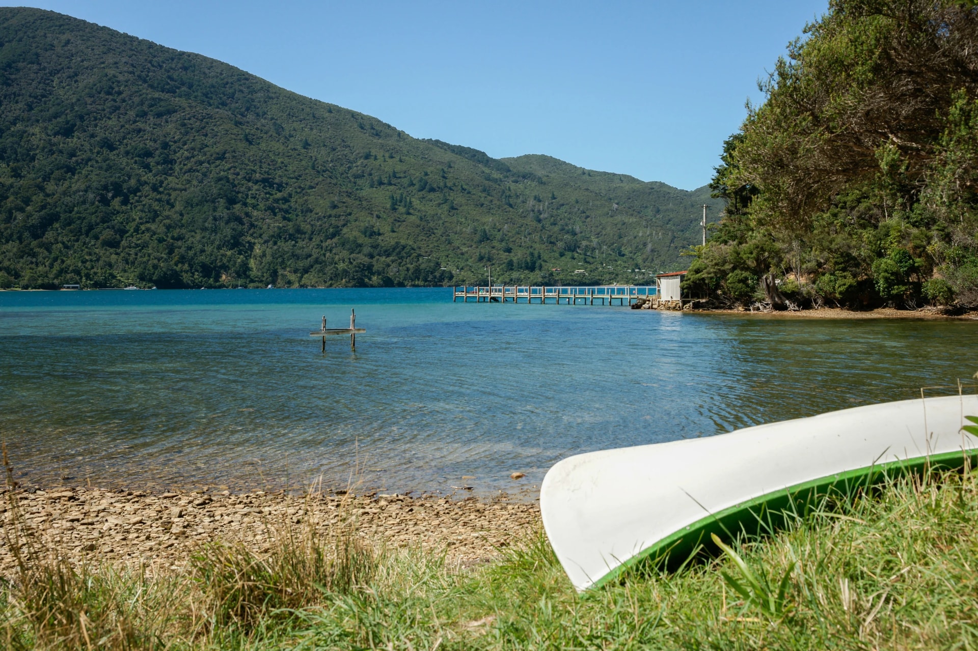 Kayak on a beach in the Marlborough Sounds
