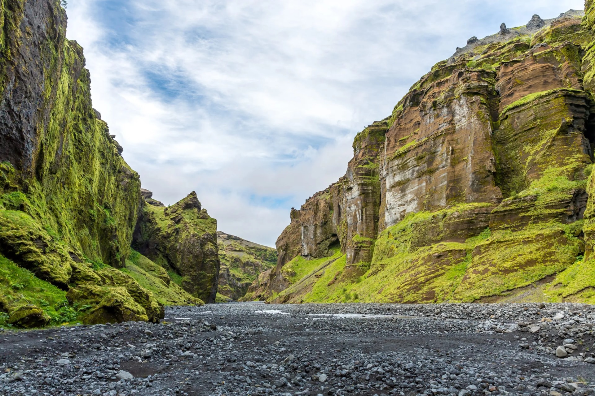 Hiking path through Canyon, Þórsmörk area, Iceland