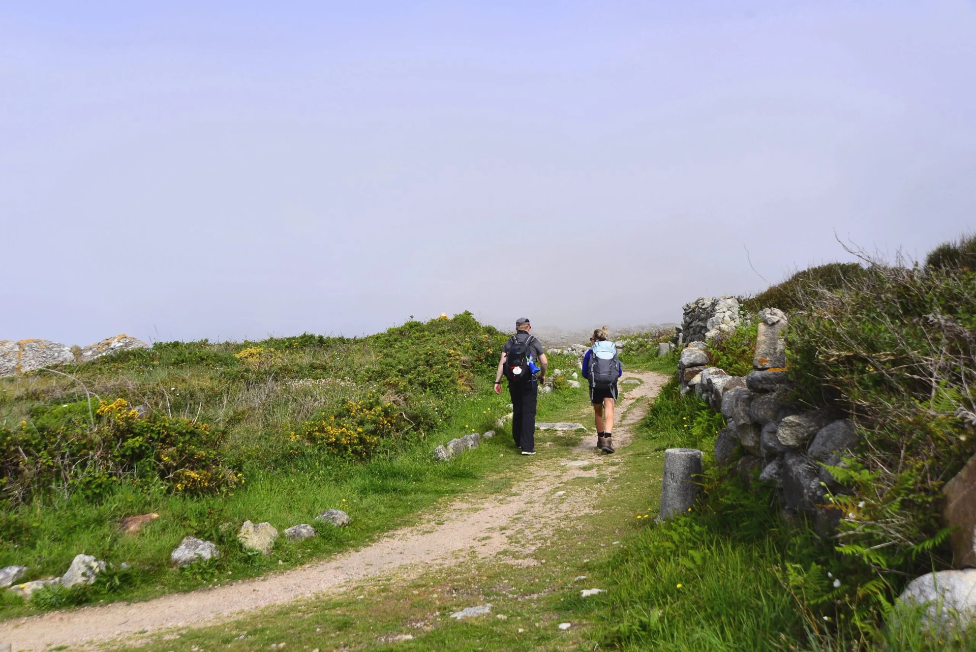 Two pilgrims on the Santiago de Compostela Way in Galicia