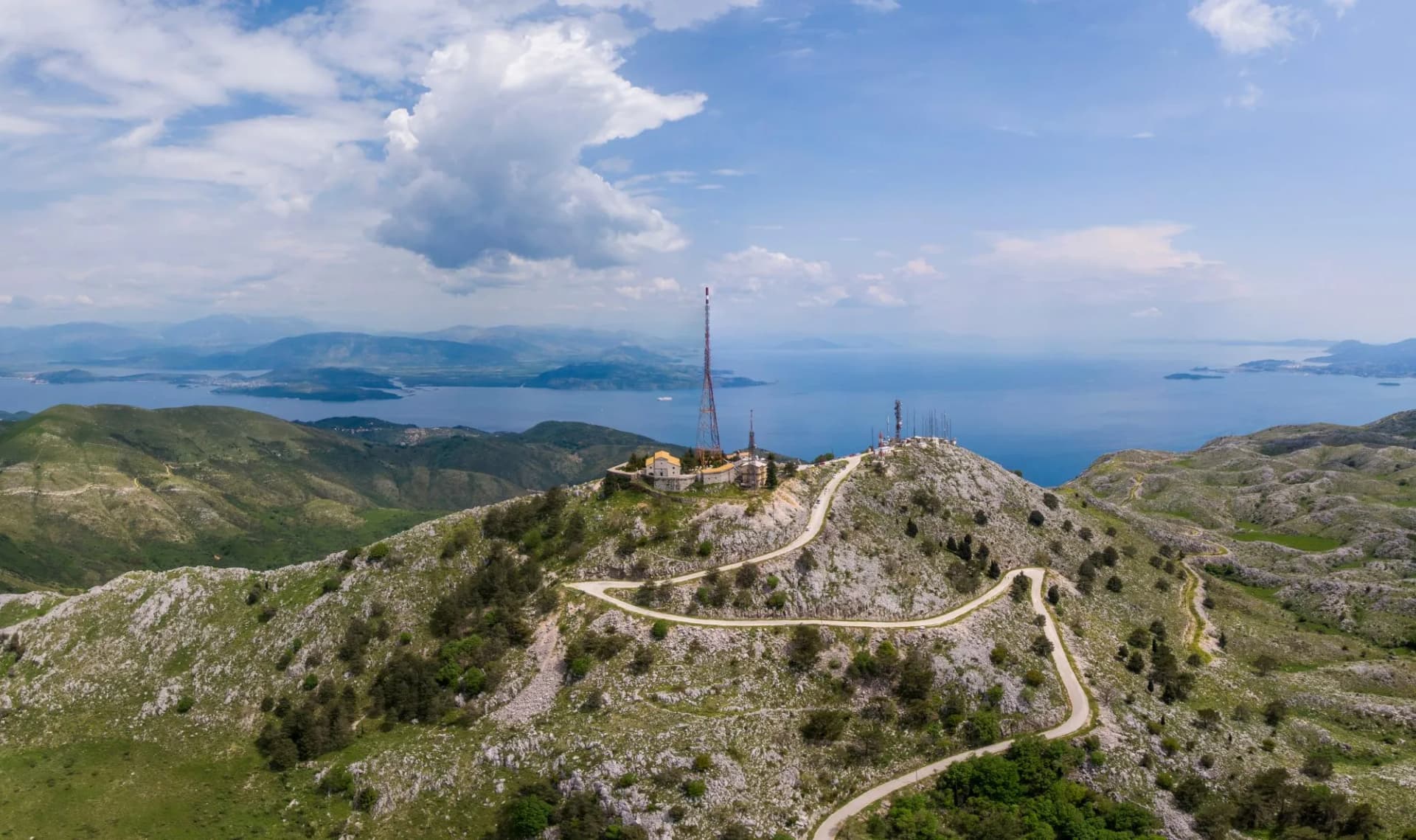 Aerial view of the Monastery of Pantokrator on the island of Corfu