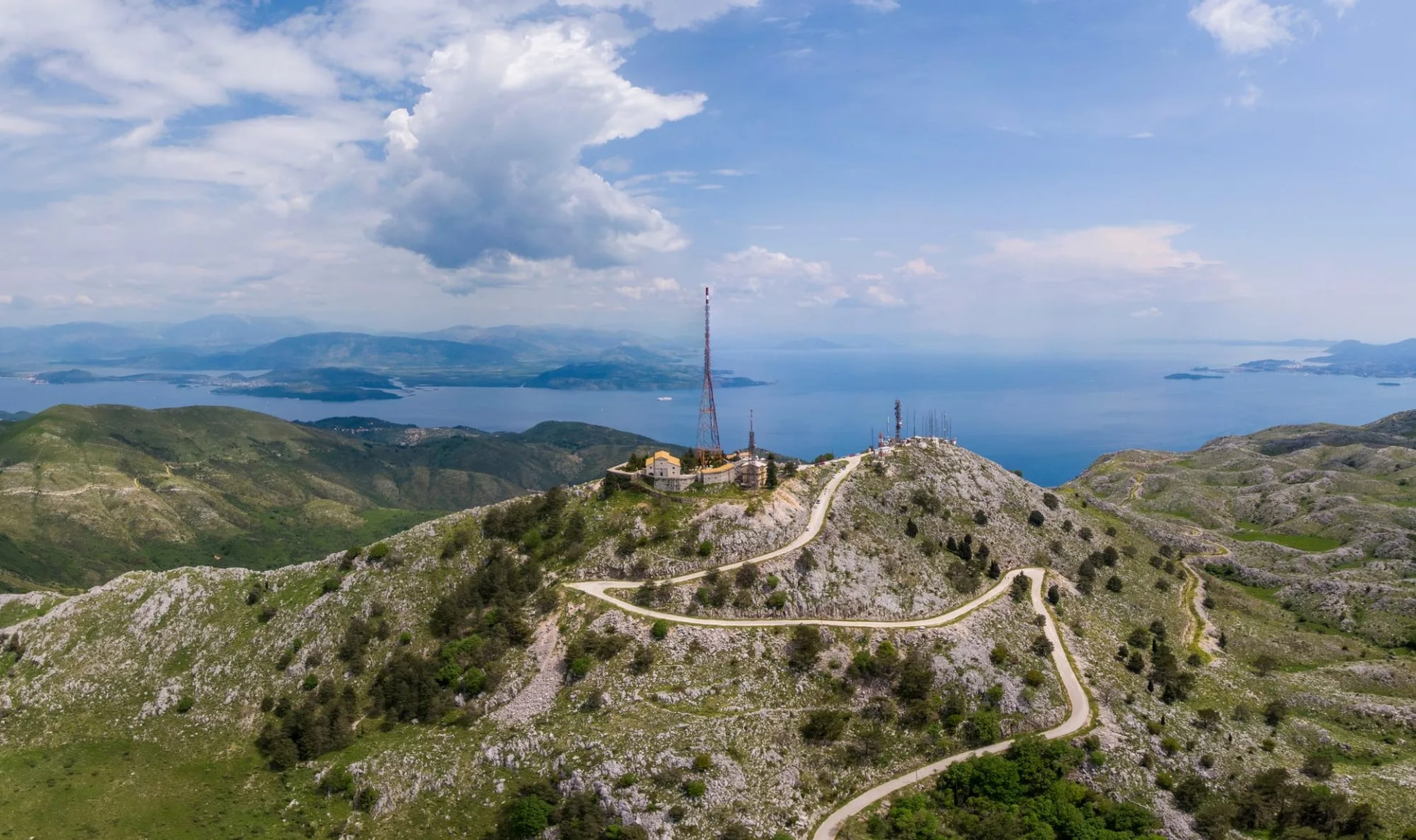 Aerial view of the Monastery of Pantokrator on the island of Corfu
